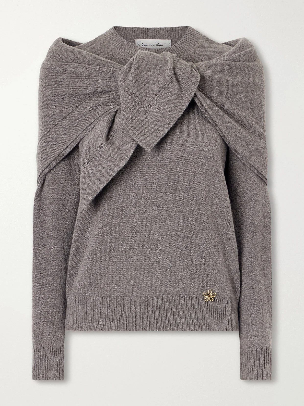 Scarf-detailed Cashmere Sweater - 1