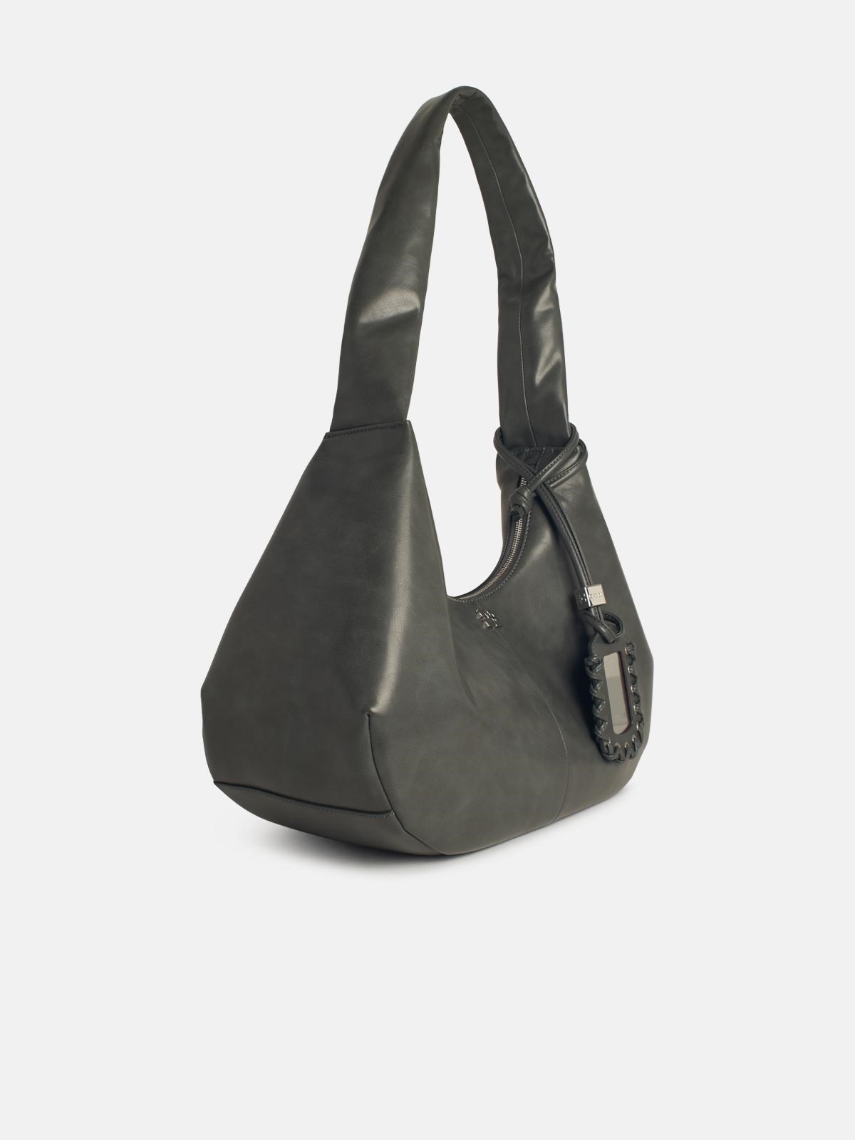 'BOU' MEDIUM BAG IN GREY LEATHER BLEND - 2