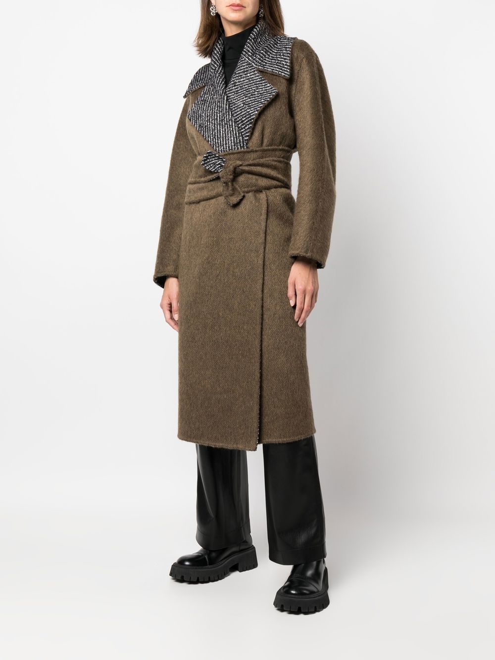reversible belted mid-length coat - 6