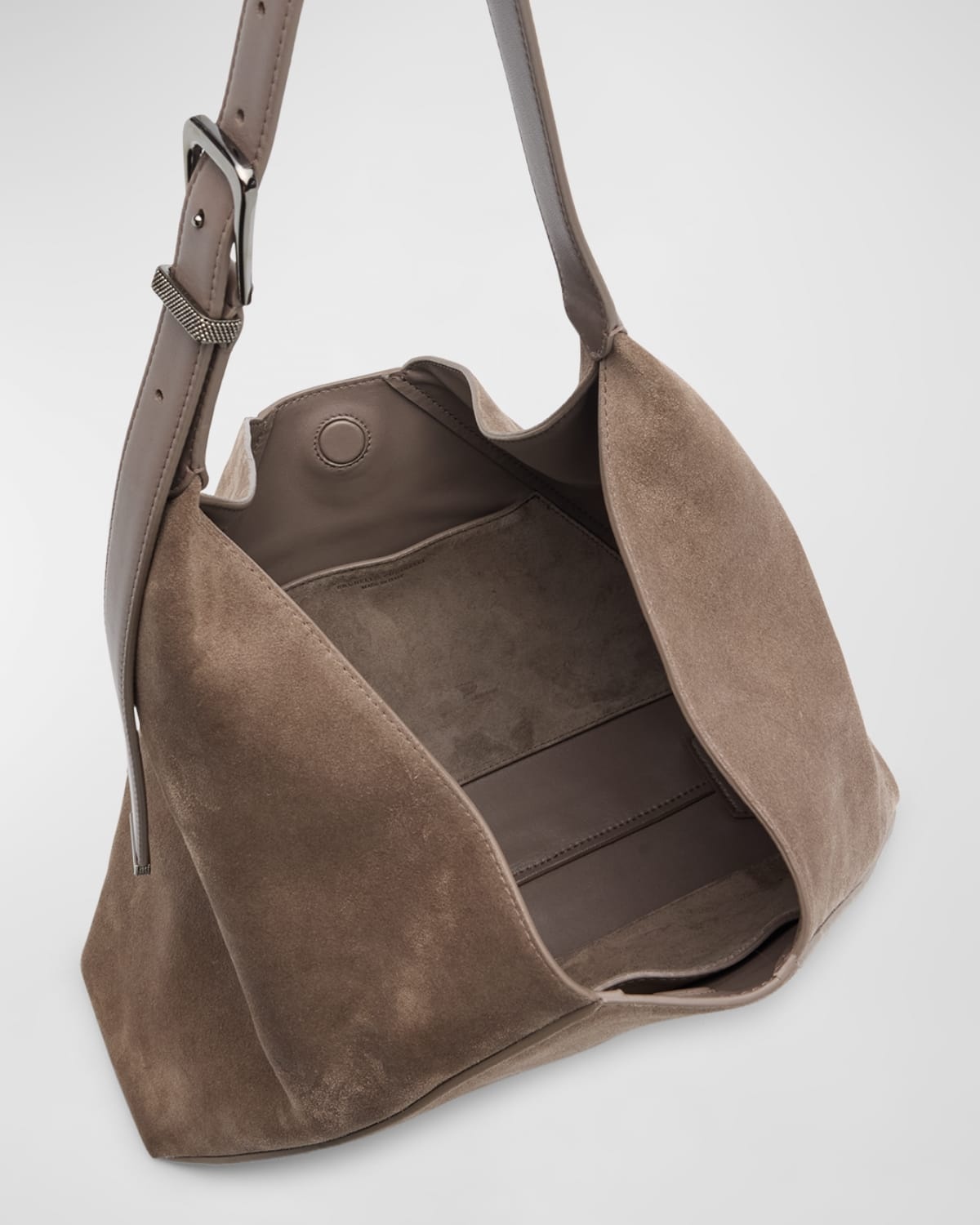 Buckle Suede Hobo Bag - 3