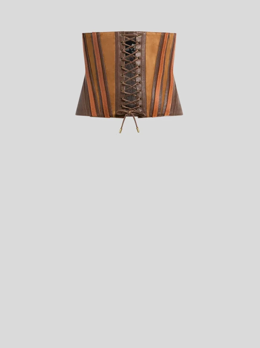 WASHED LEATHER CORSET BELT - 1