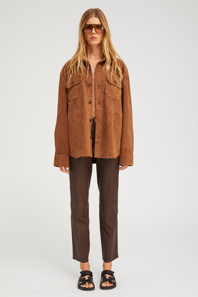 SPRWMN DARK COGNAC SUEDE SHACKET outlook