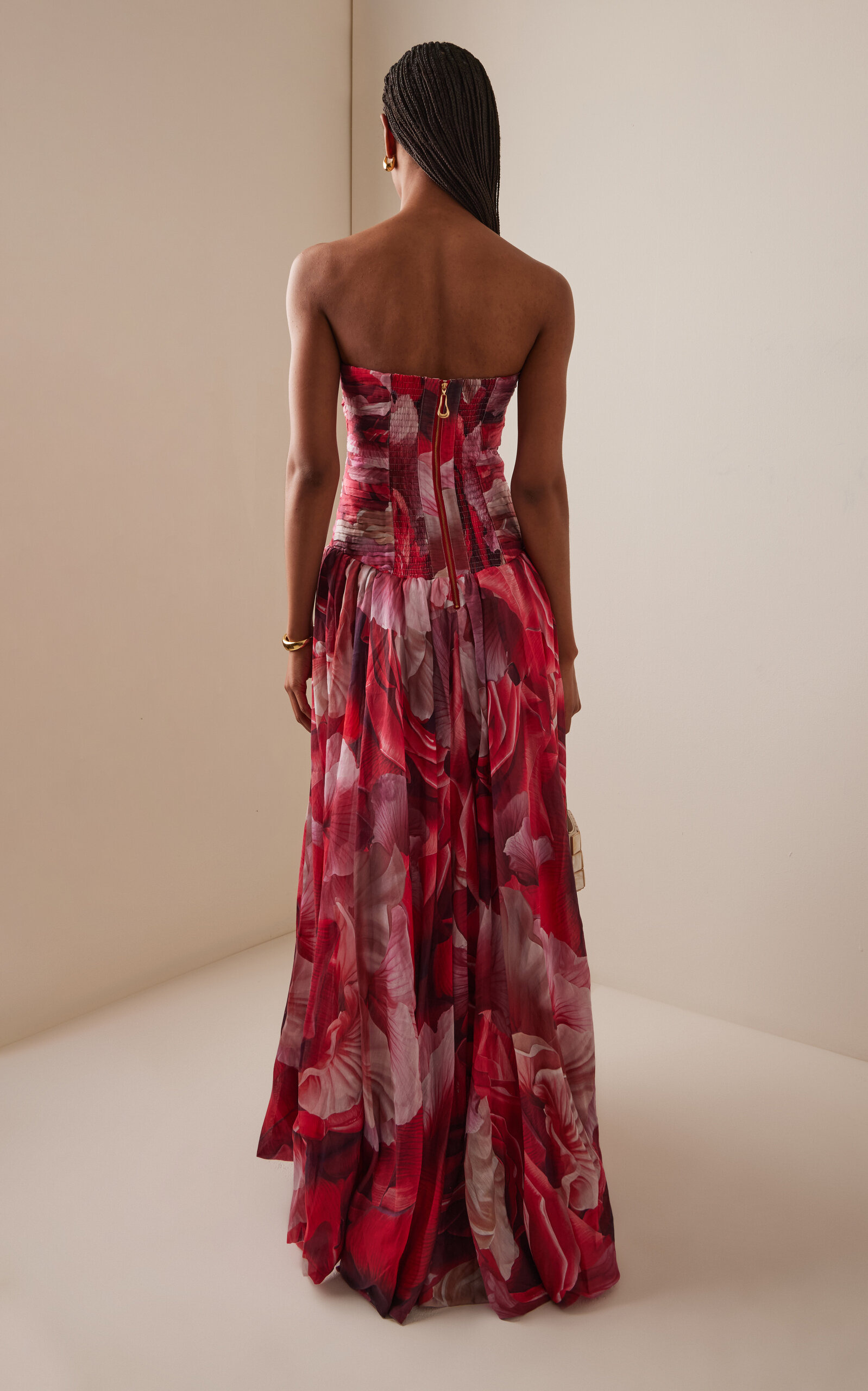 Flora Ruched Drop-Waist Gown floral - 4