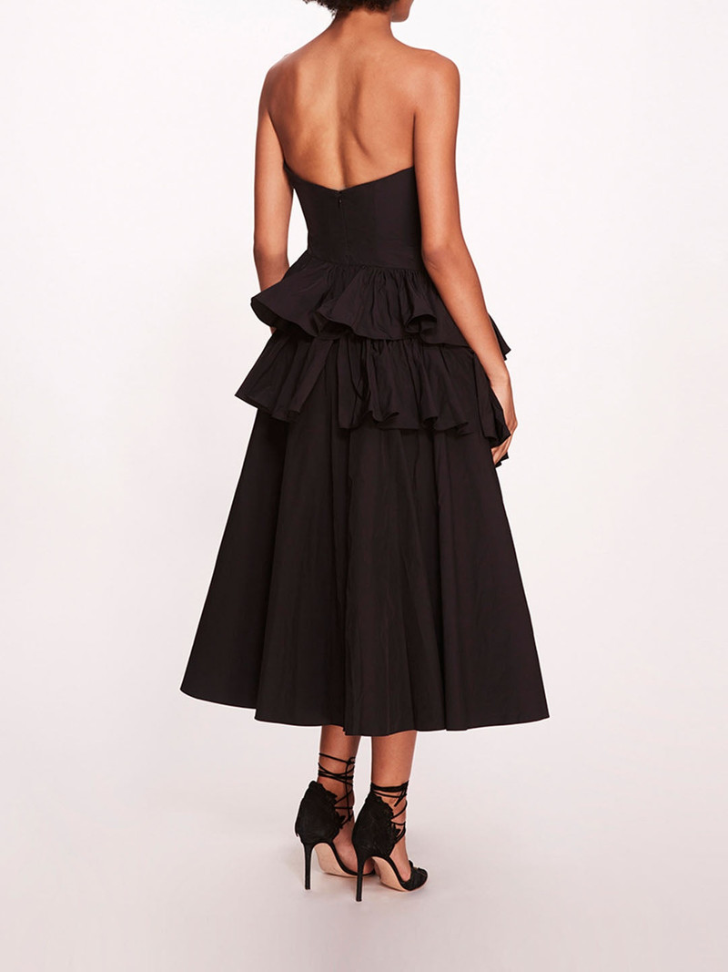 Marchesa TAFFETA TIERED MIDI DRESS outlook