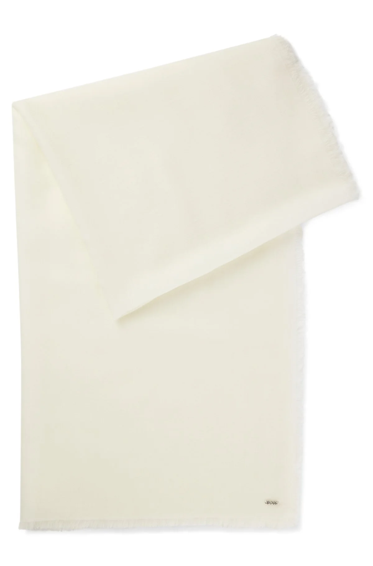 LIGHTWEIGHT WOOL SCARF WITH FRINGED TRIMS - 1