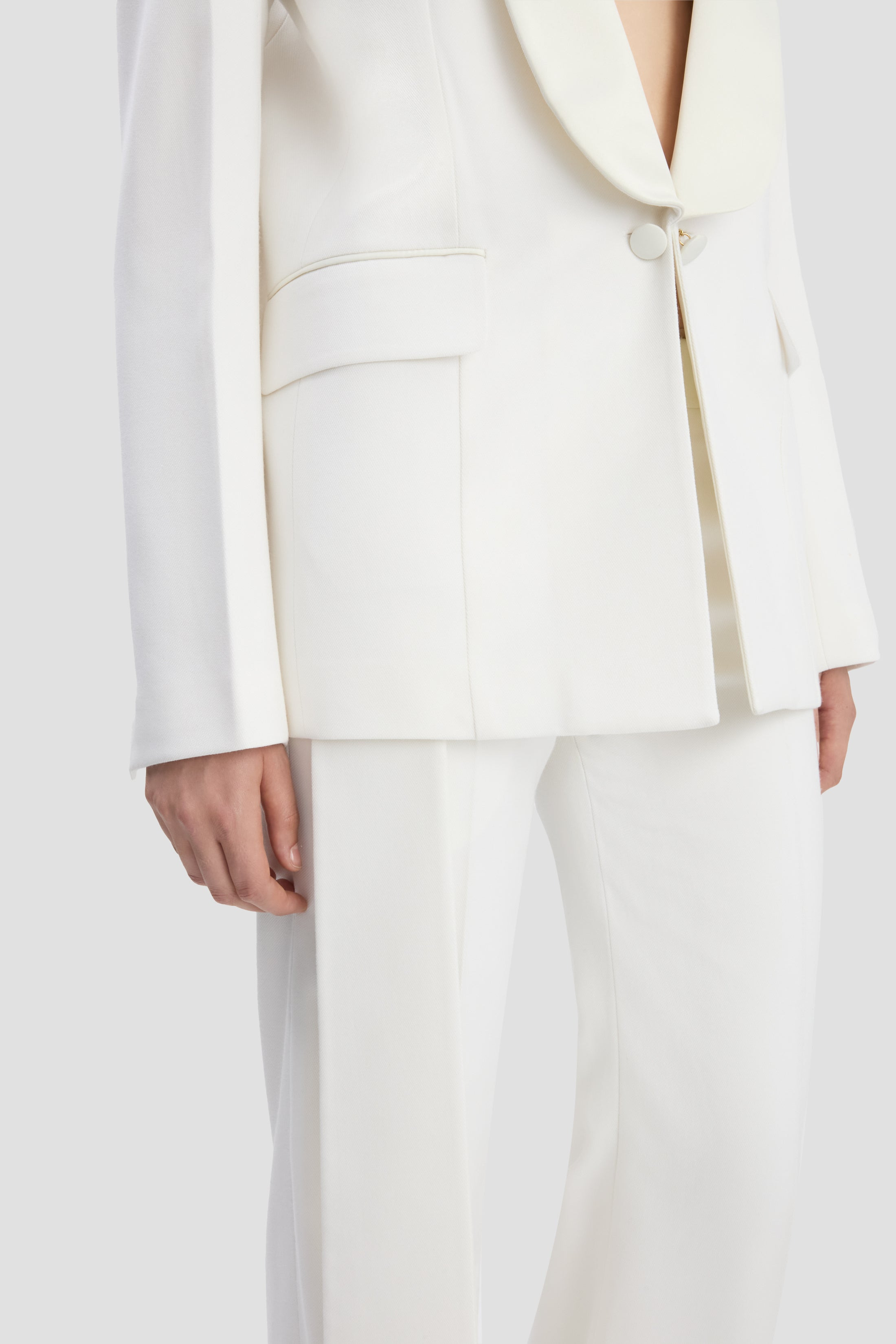 Shawl Collar Tux Jacket In Ivory - 4