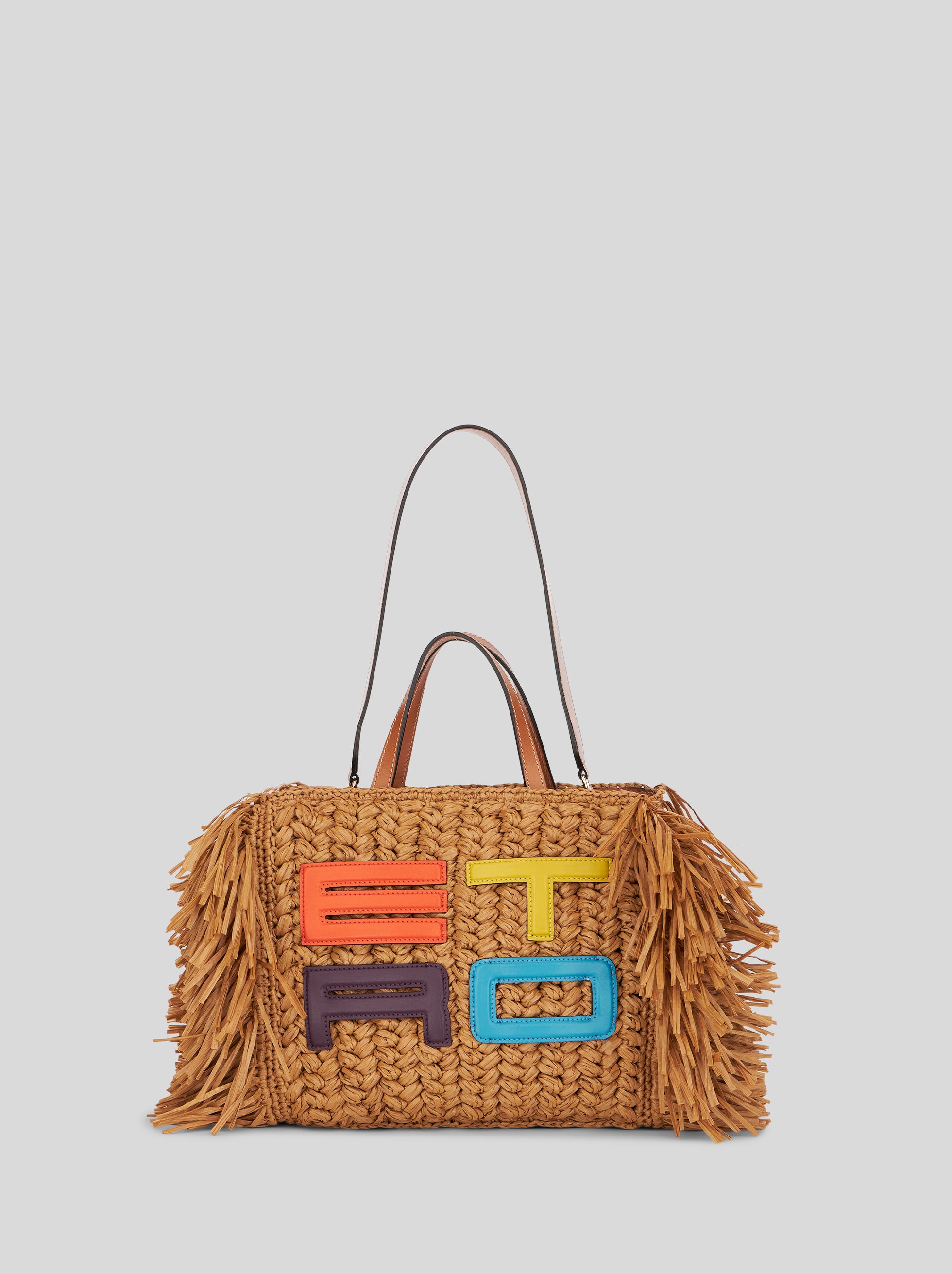 MEDIUM FRINGED RAFFIA SHOPPING BAG - 1