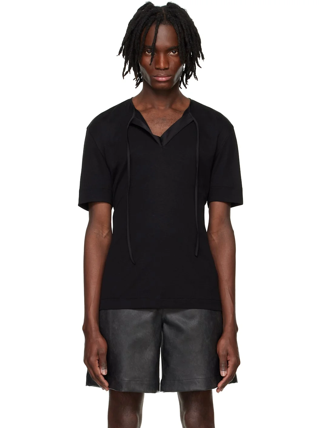 Black Satin Strap T-shirt - 1