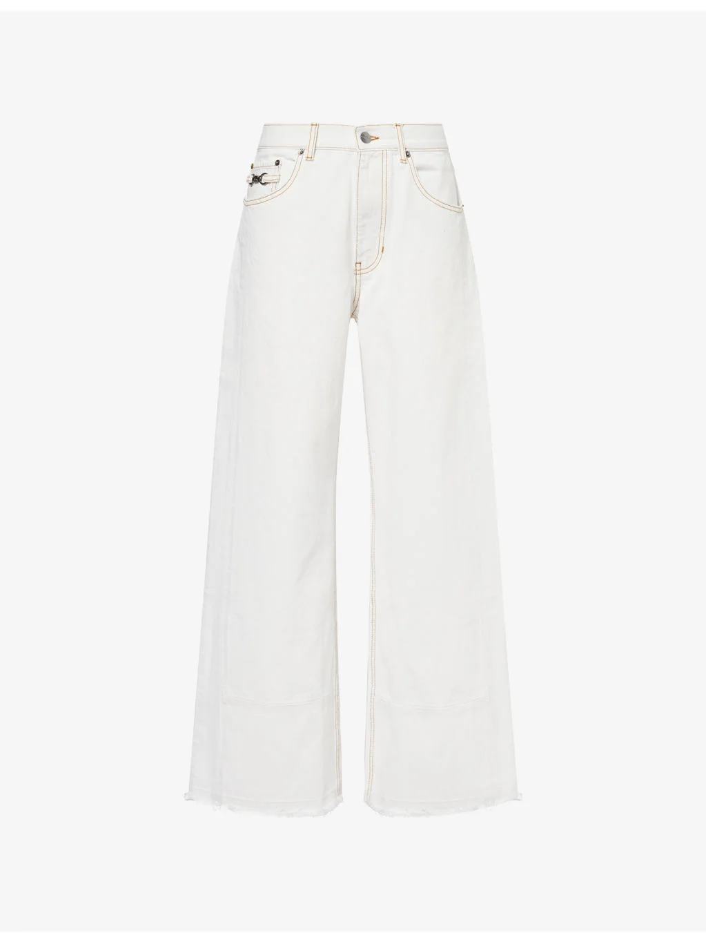 Wide-Leg Contrasting-Topstitching Denim Jeans - 1