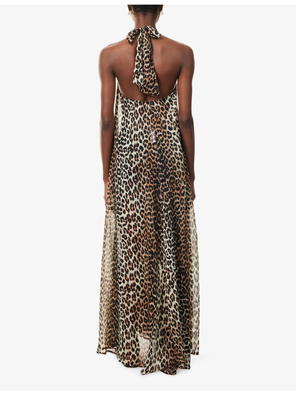 Leopard Halterneck Woven Midi Dress - 4
