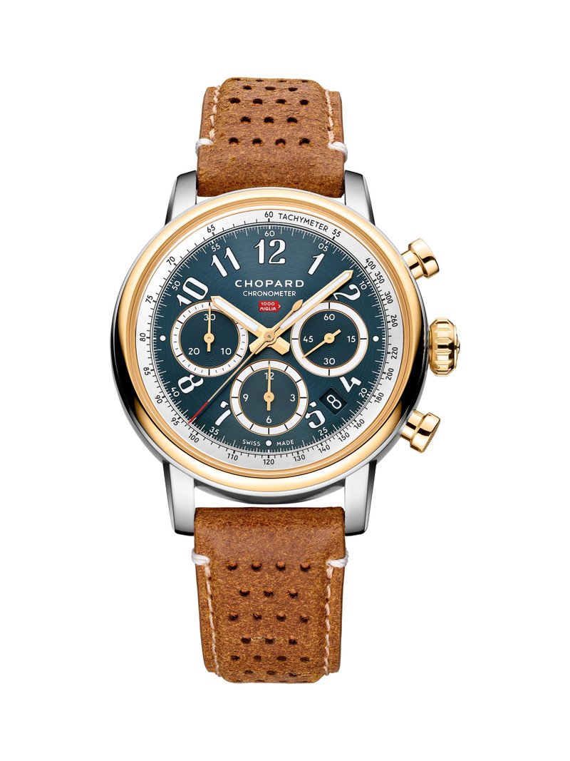 Men's Classic Racing Yellow Gold, Stainless Steel & Leather Chronograph Watch - Brown 1