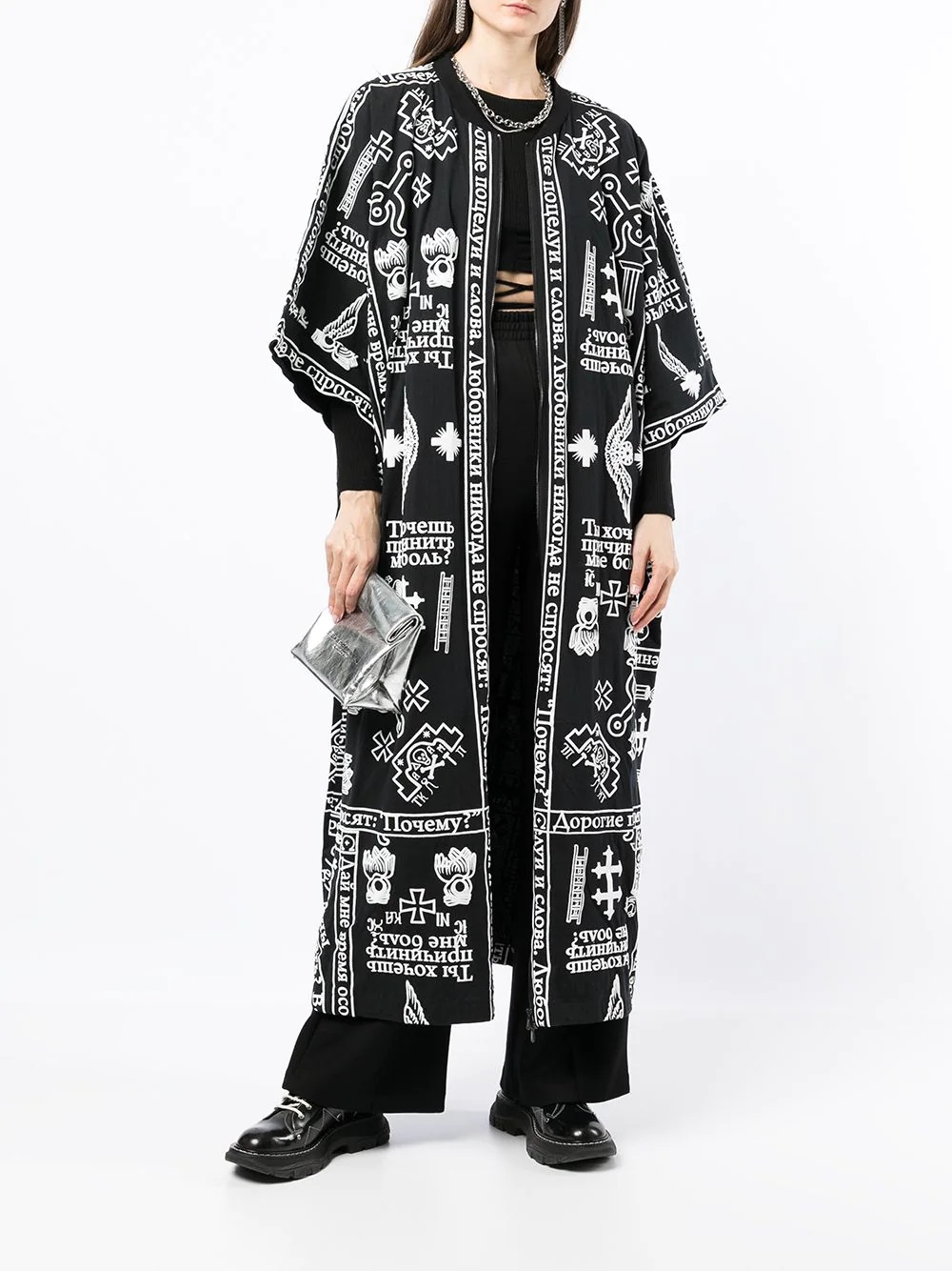 church print zipped kaftan - 2