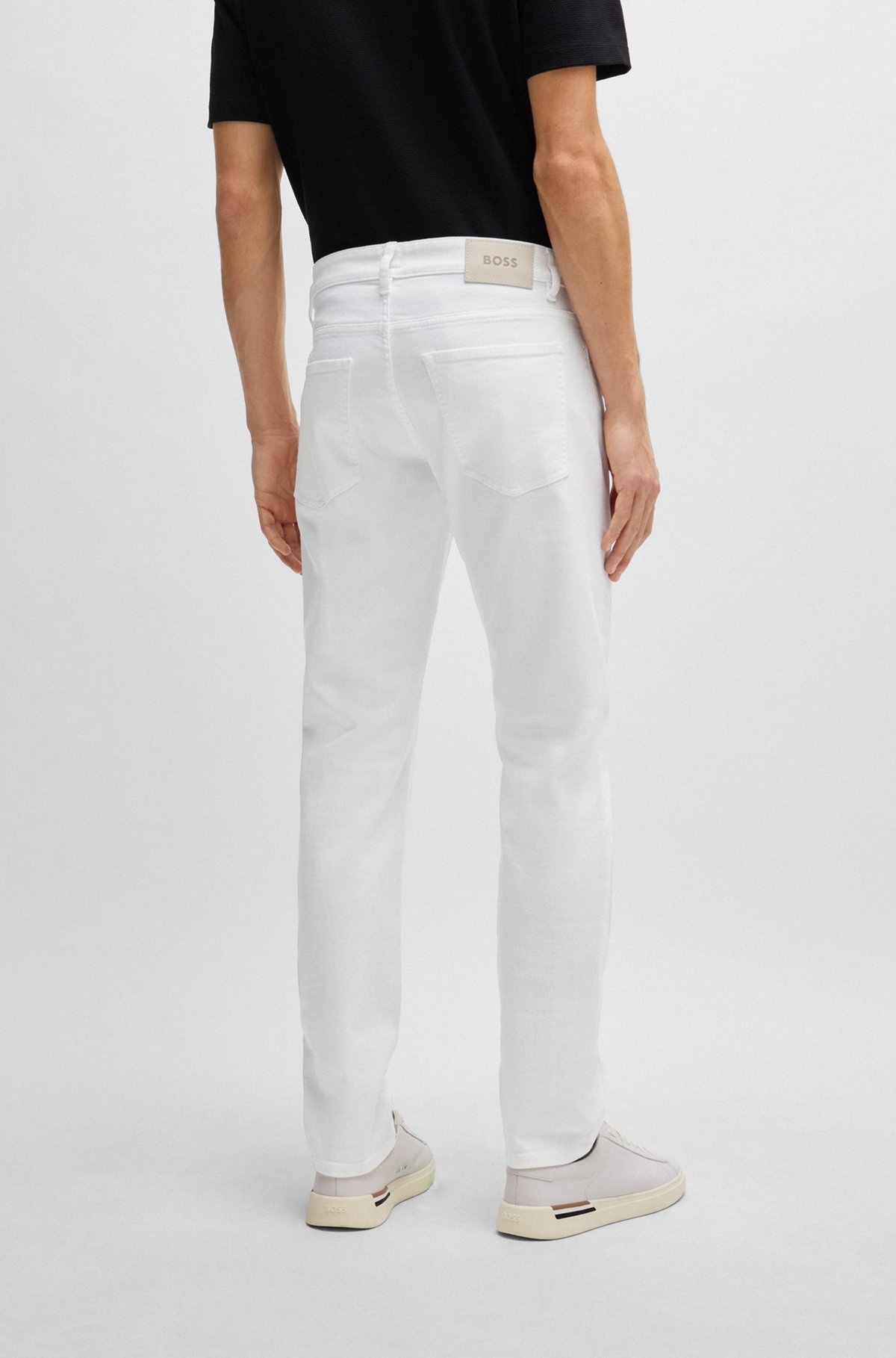 SLIM-FIT JEANS IN WHITE CASHMERE-TOUCH DENIM - 4