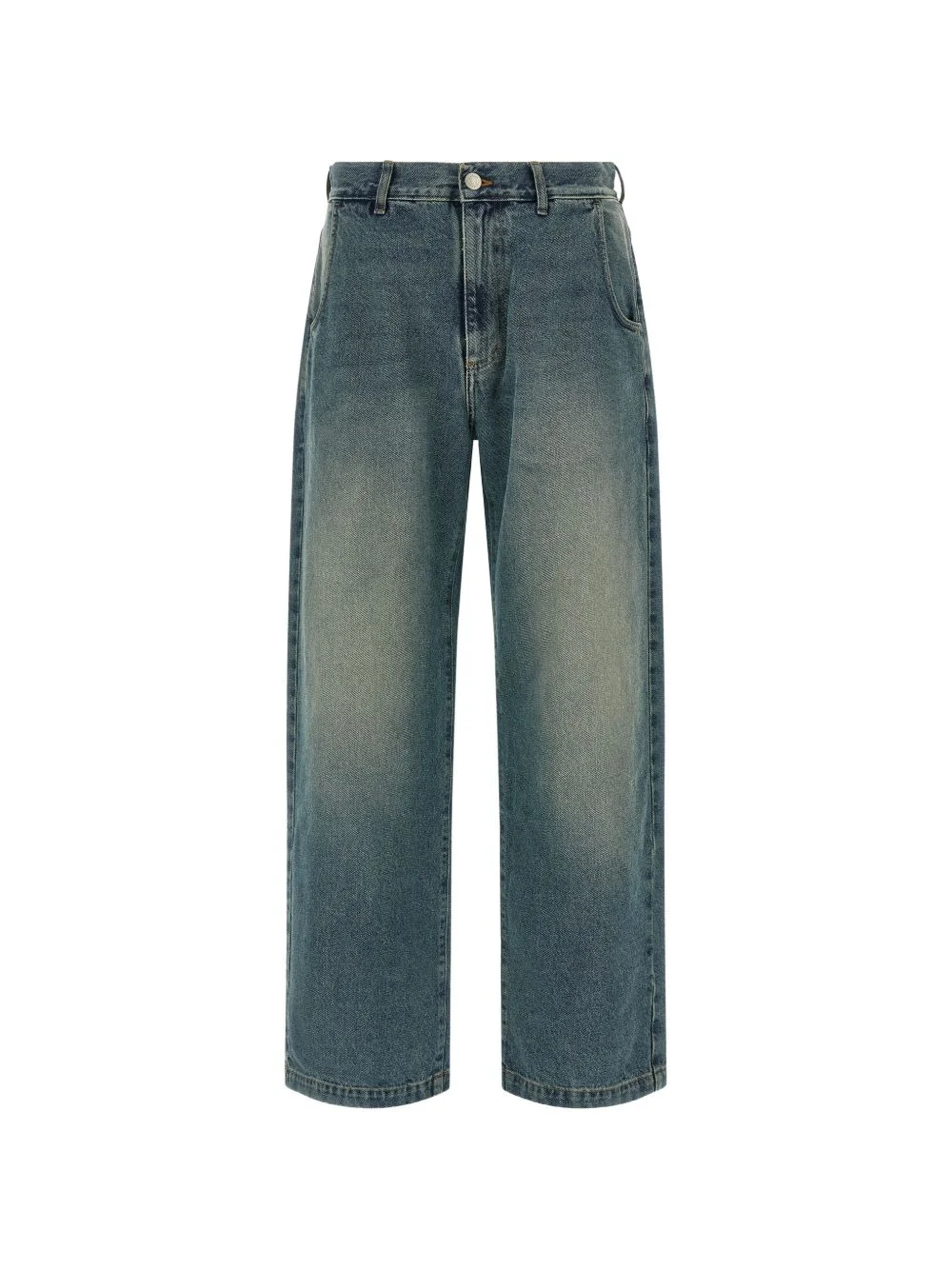 contrast stitching straight jeans - 1