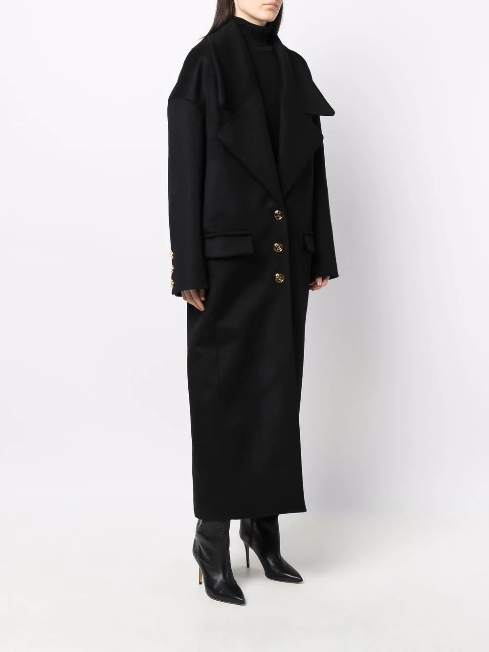 Oversize single-breasted virgin wool coat - 3