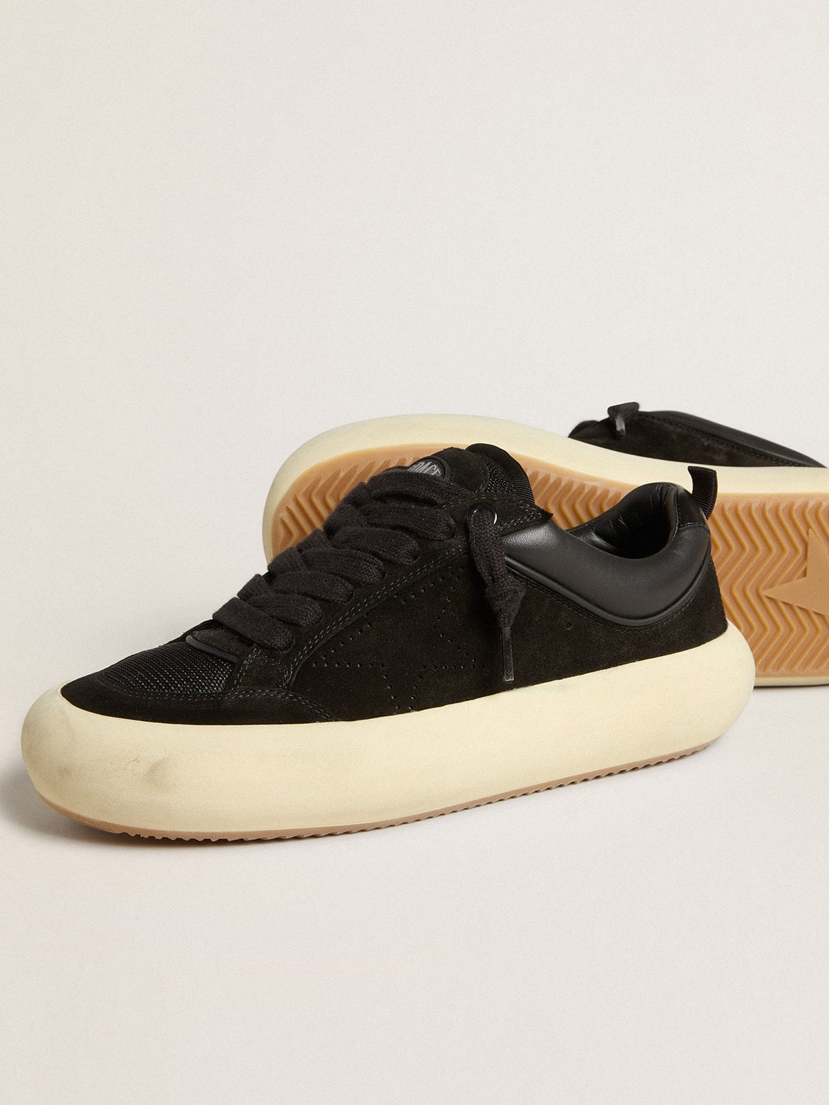 Women's Space-Star Cube in black suede with perforated star - 3