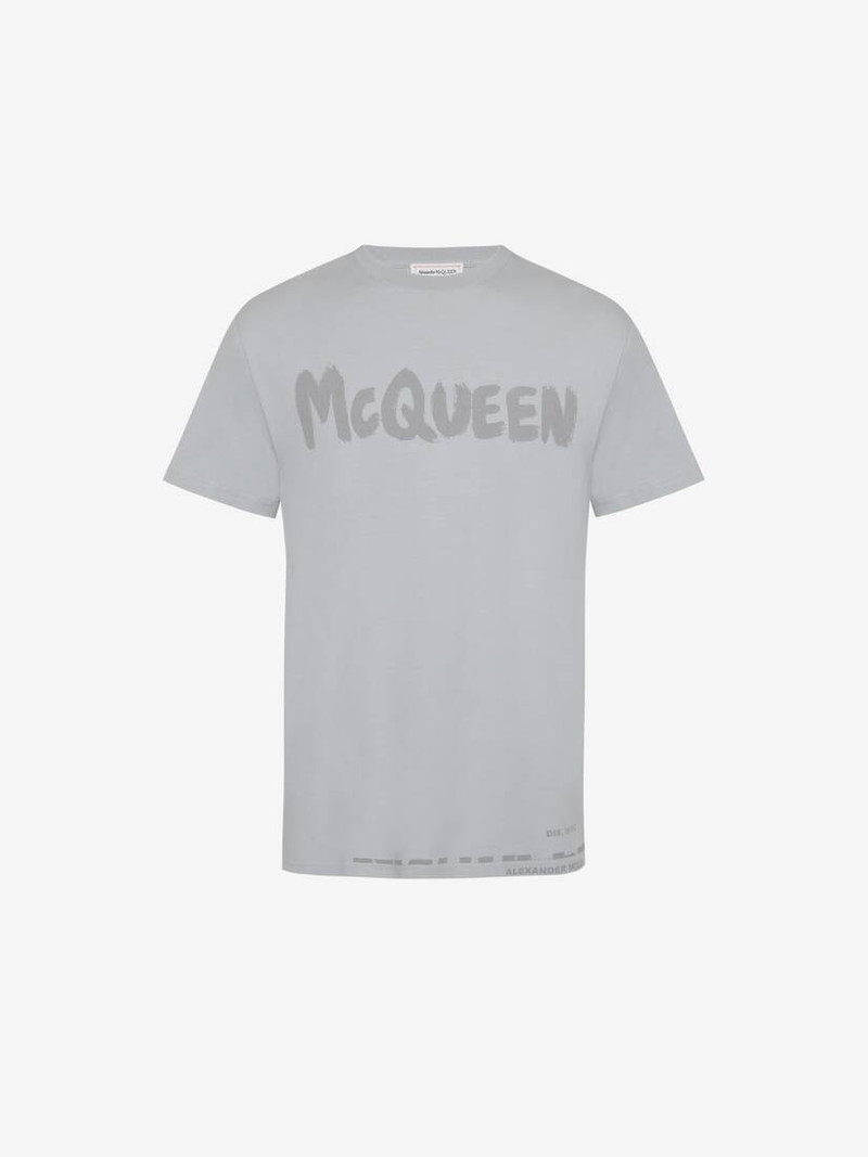 Men's McQueen Graffiti T-shirt in Dove Grey - 1