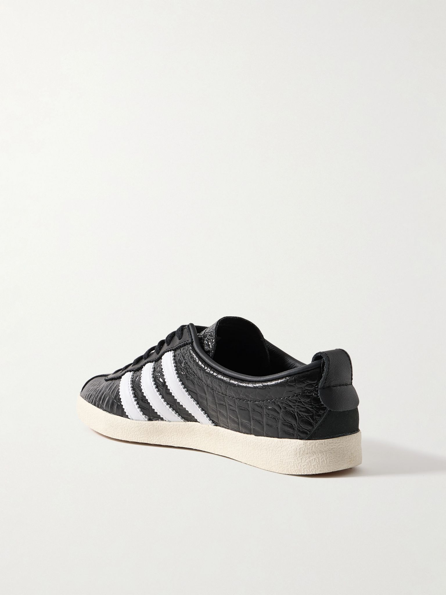 Blanc croc-effect glossed-leather sneakers Black - 3