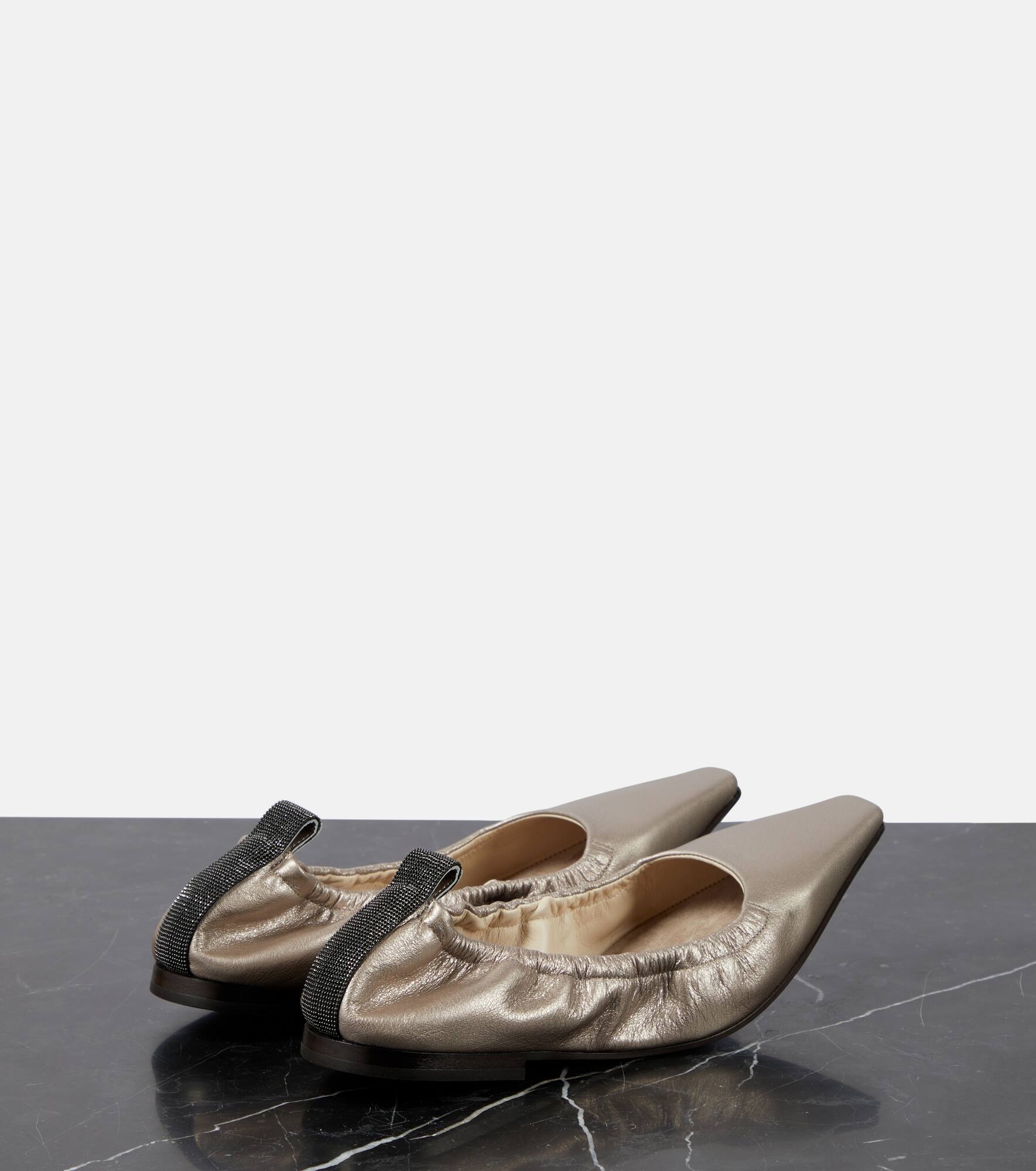 Metallic leather ballet flats - 3