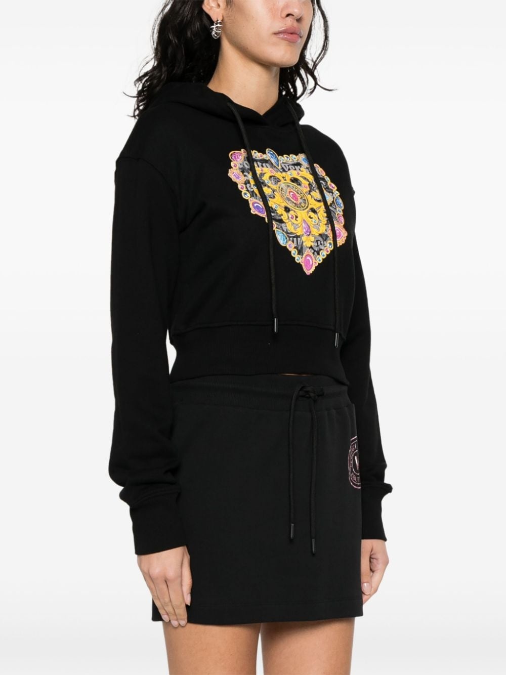 logo-print cropped hoodie - 3