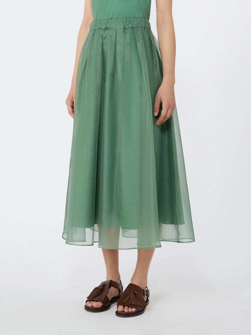 VISINO Pleated silk organza skirt - GREEN 3