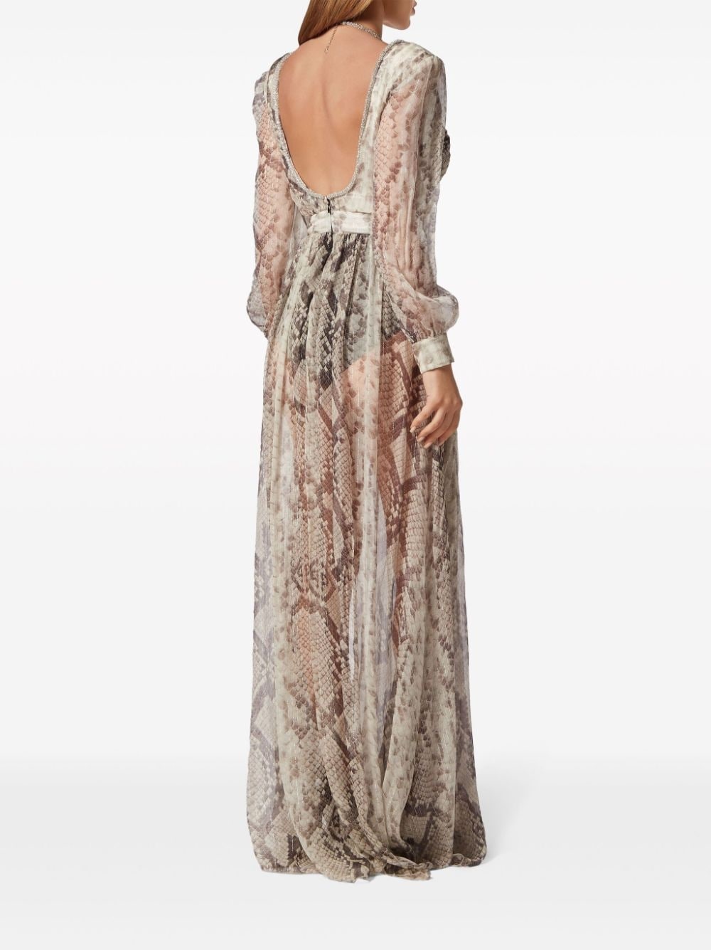 snakeskin-print silk maxi dress - 4