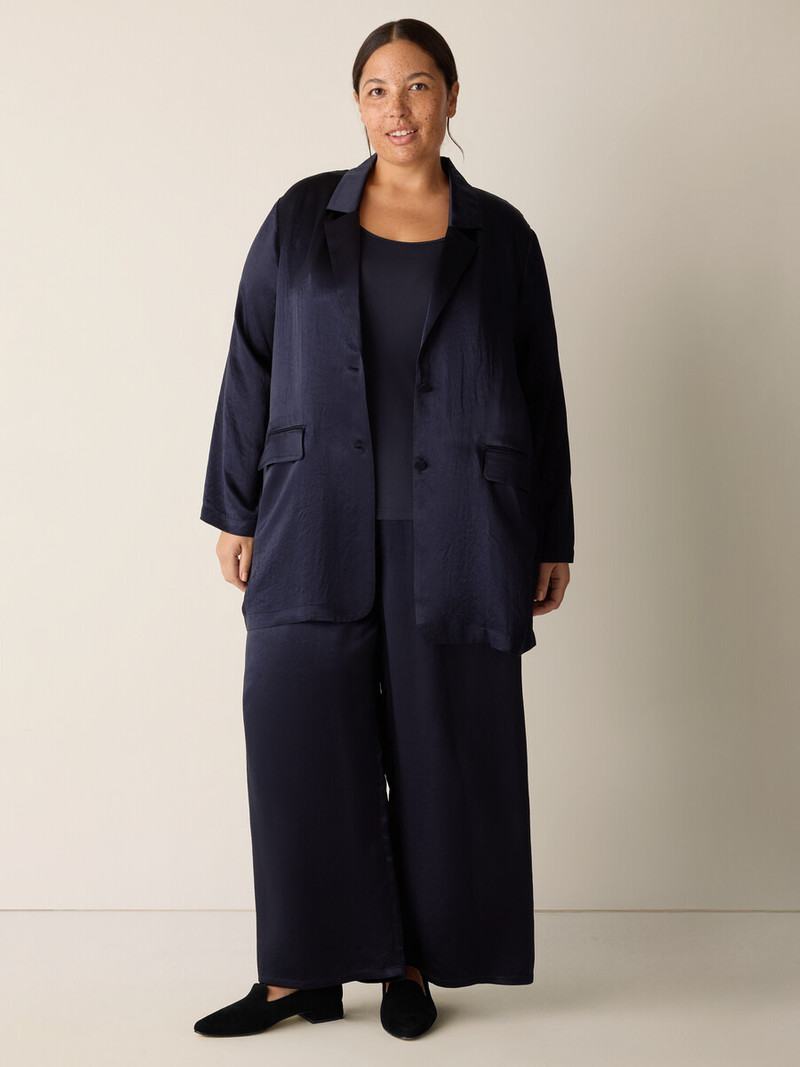 Textured Satin Long Blazer 6