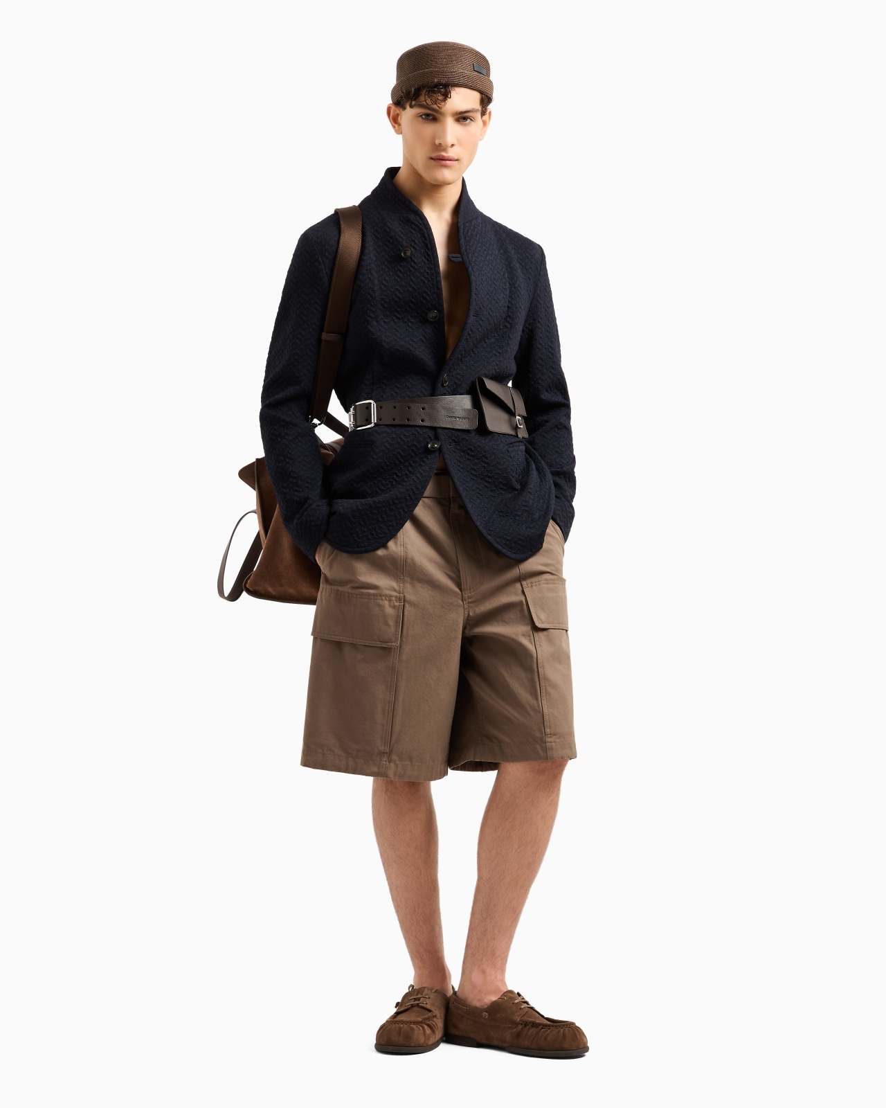 GURU COLLAR JACKET IN CHEVRON MOTIF JERSEY KNIT - 4