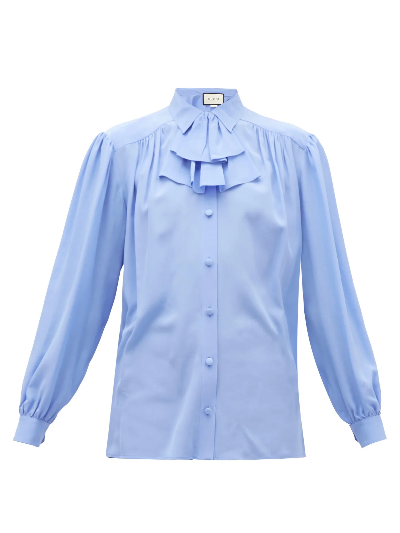 Detachable-ruffle silk-crepe blouse - 1