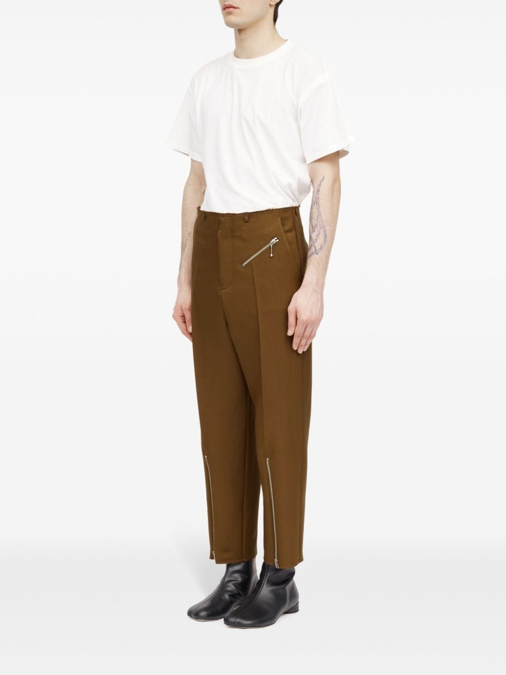 zip-detail tailored trousers - 6