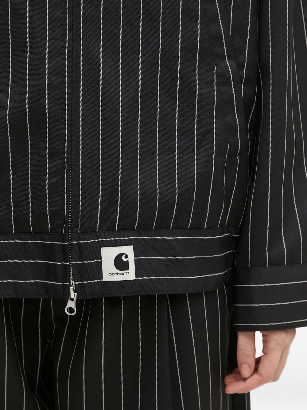 pinstripe zip-up jacket - 4
