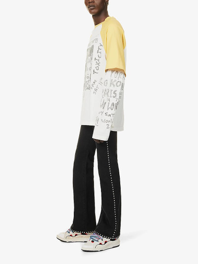 Lanvin Brand-patch five-pockets mid-rise flared-leg jeans outlook