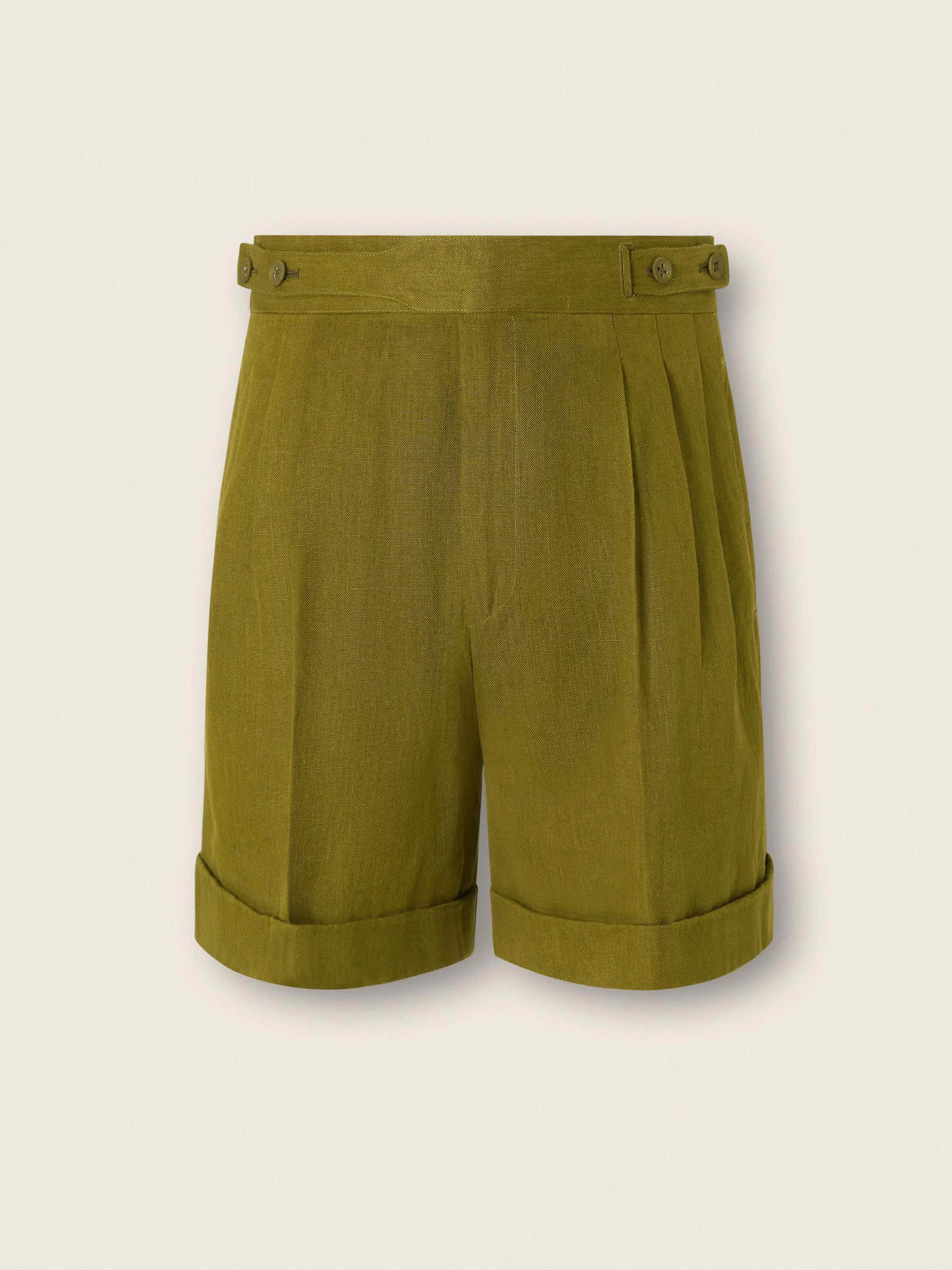 OLIVE GREEN OASI LINO SHORTS - 1