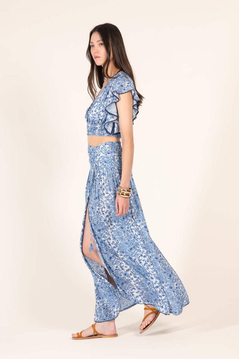 Long Skirt Carla - Blue Aquaflora 3