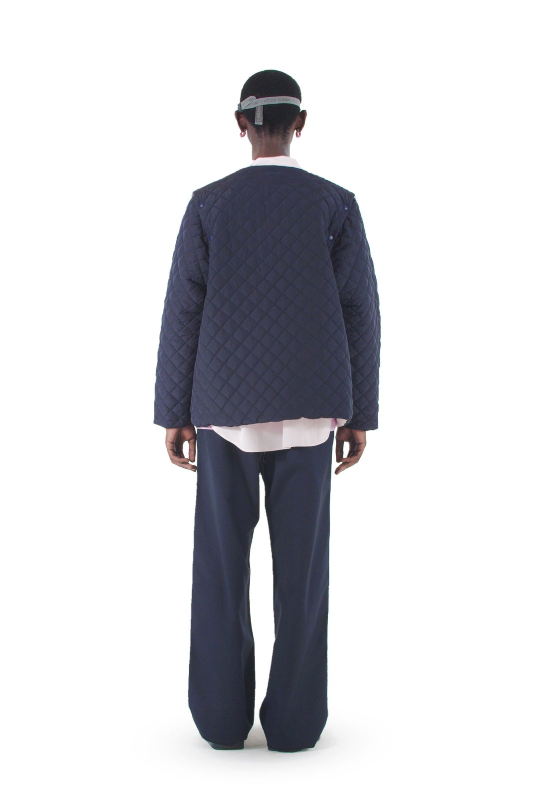 SHORT QUILTED JACKET / navy blue - 4