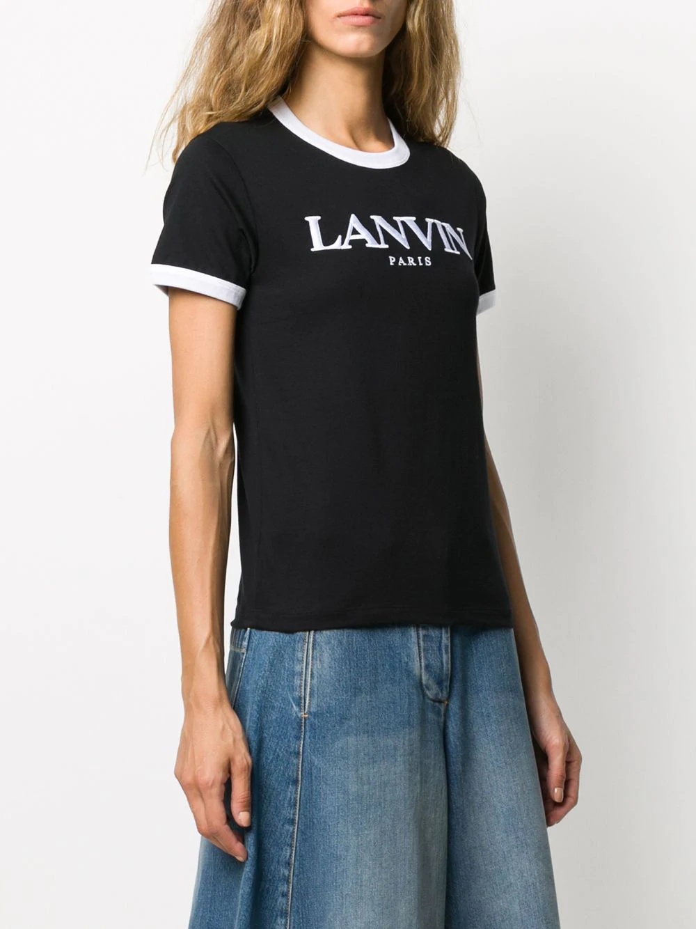 contrast trim logo print T-shirt - 3