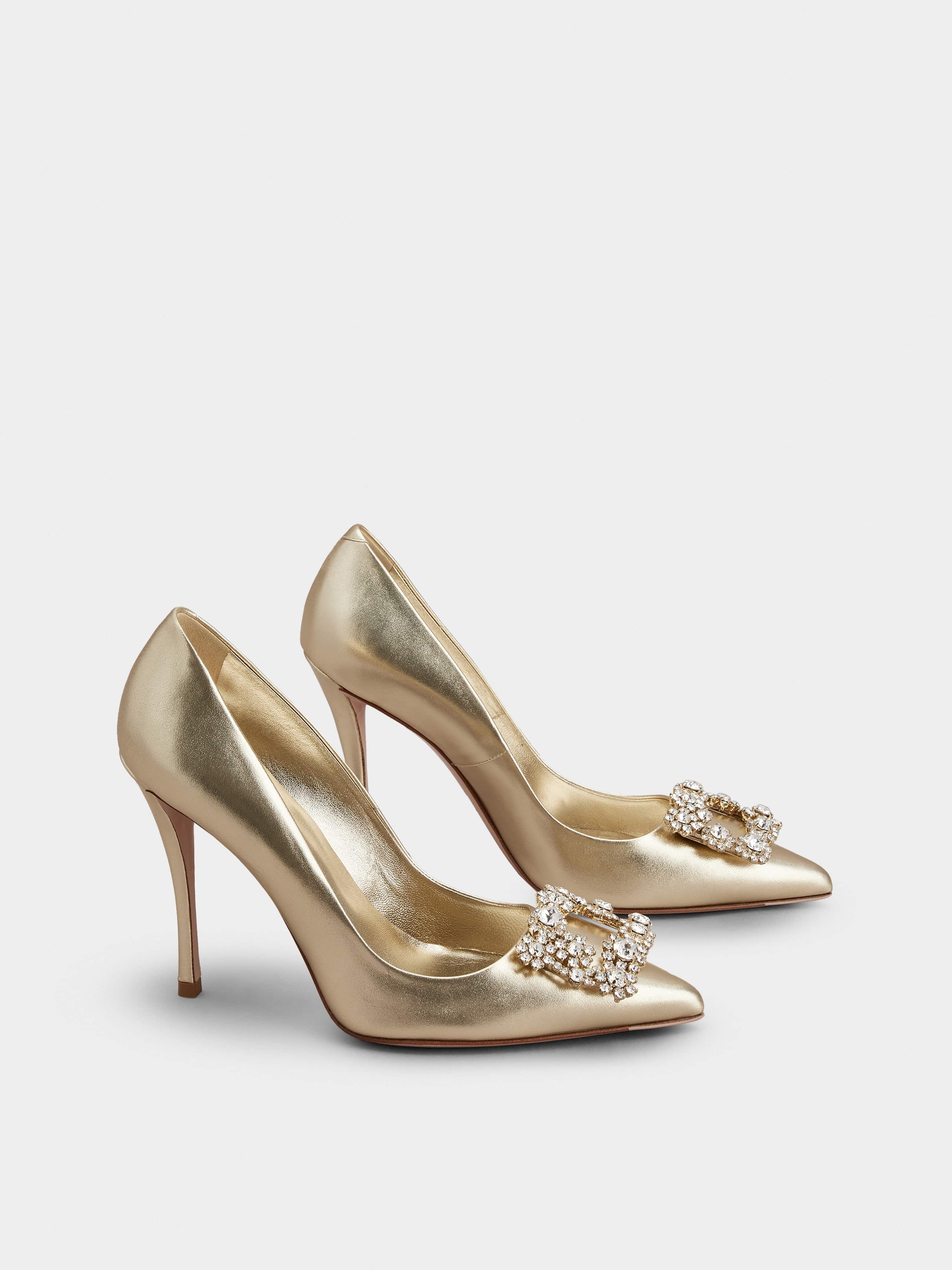 Flower Strass Buckle Pumps in Nappa Leather - 2