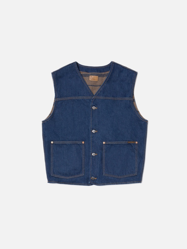 Harry Rinse Denim Vest Dark Blue - 1