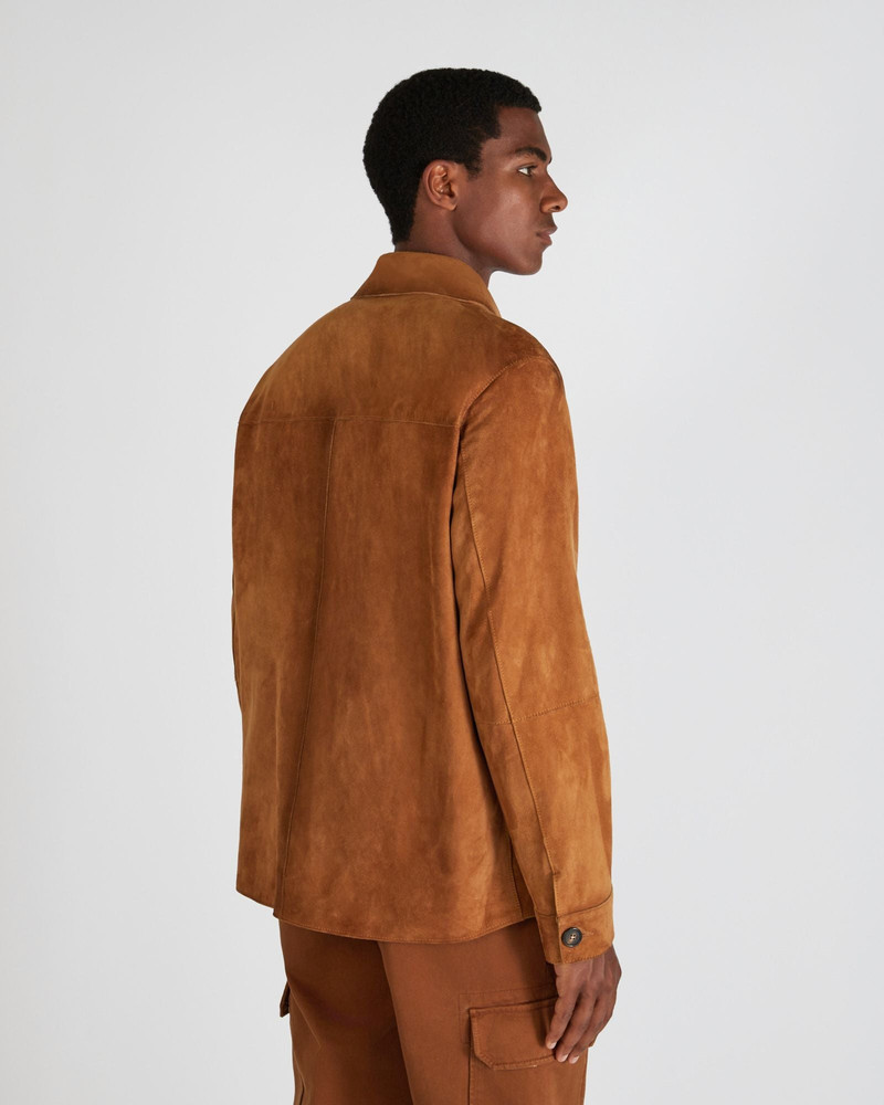 Loose fit leather suede overshirt 3
