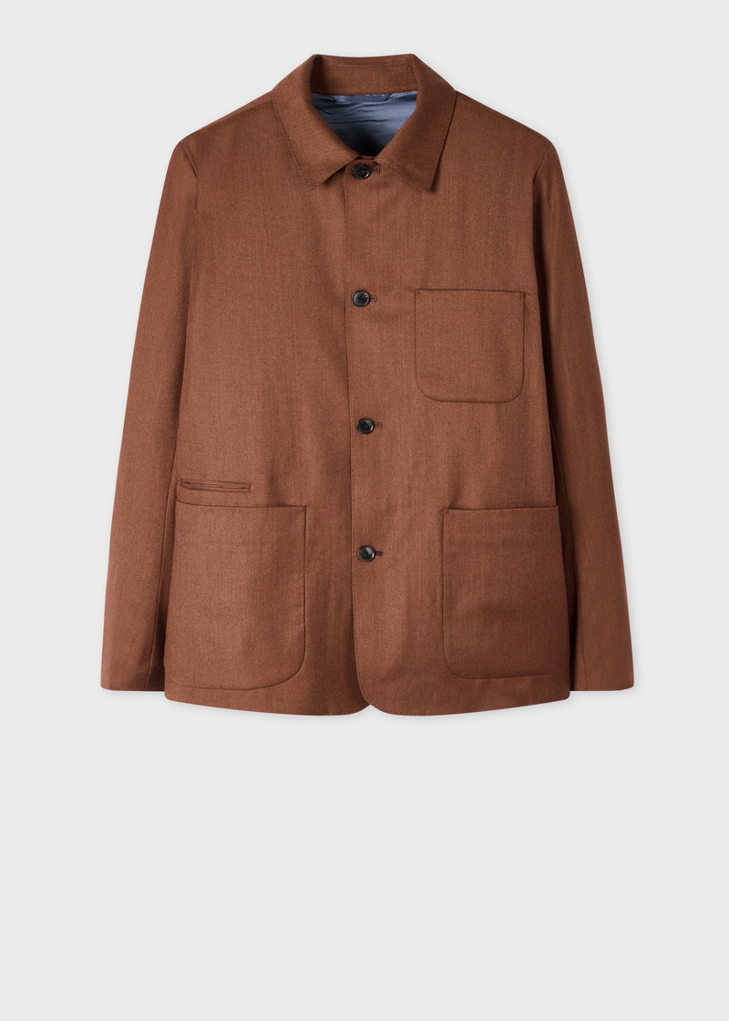 Cinnamon Overdyed Wool-Cashmere Flannel Work Jacket 1