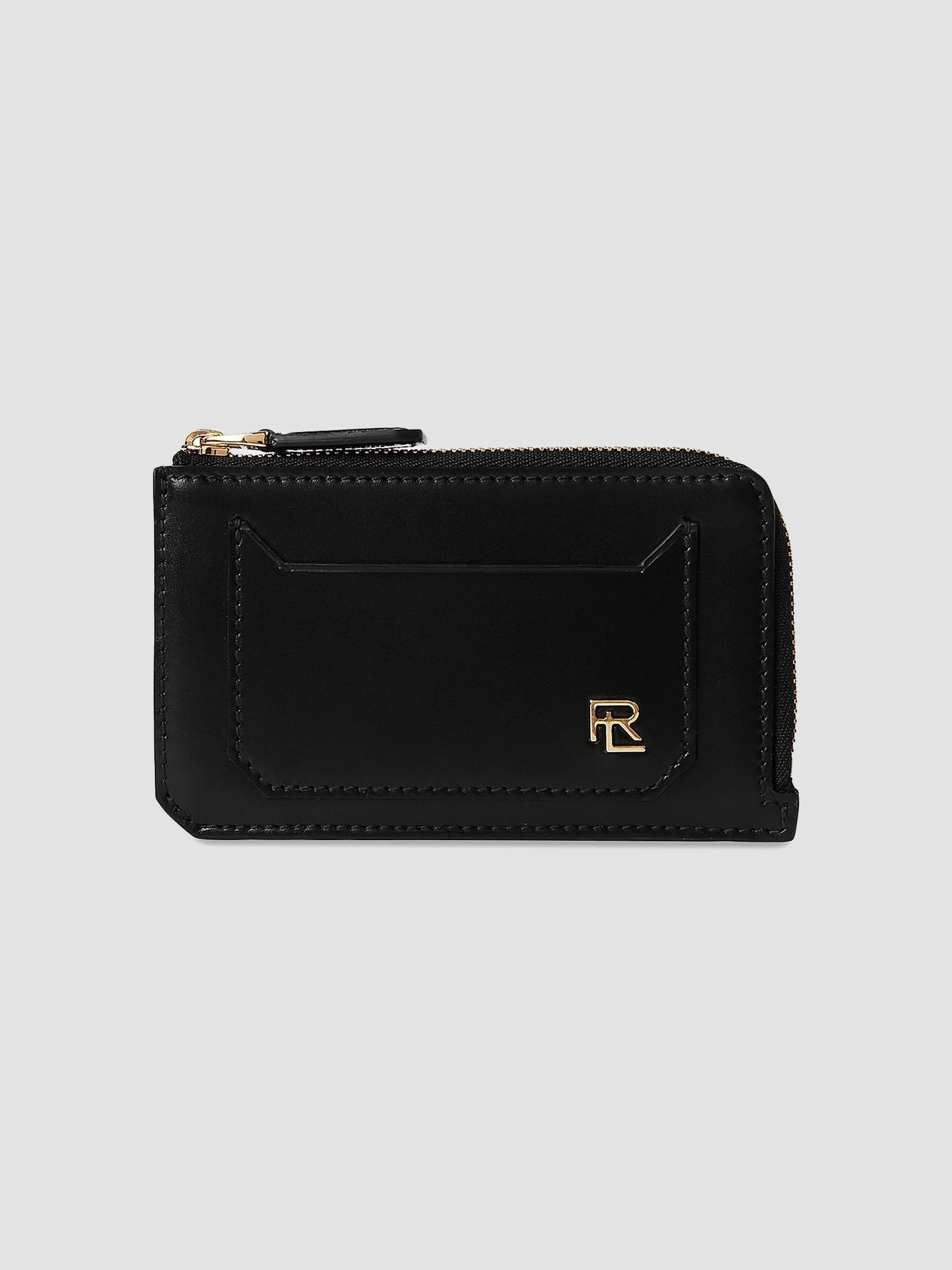 Women's RL Box Calfskin Zip Card Case - Black - 1
