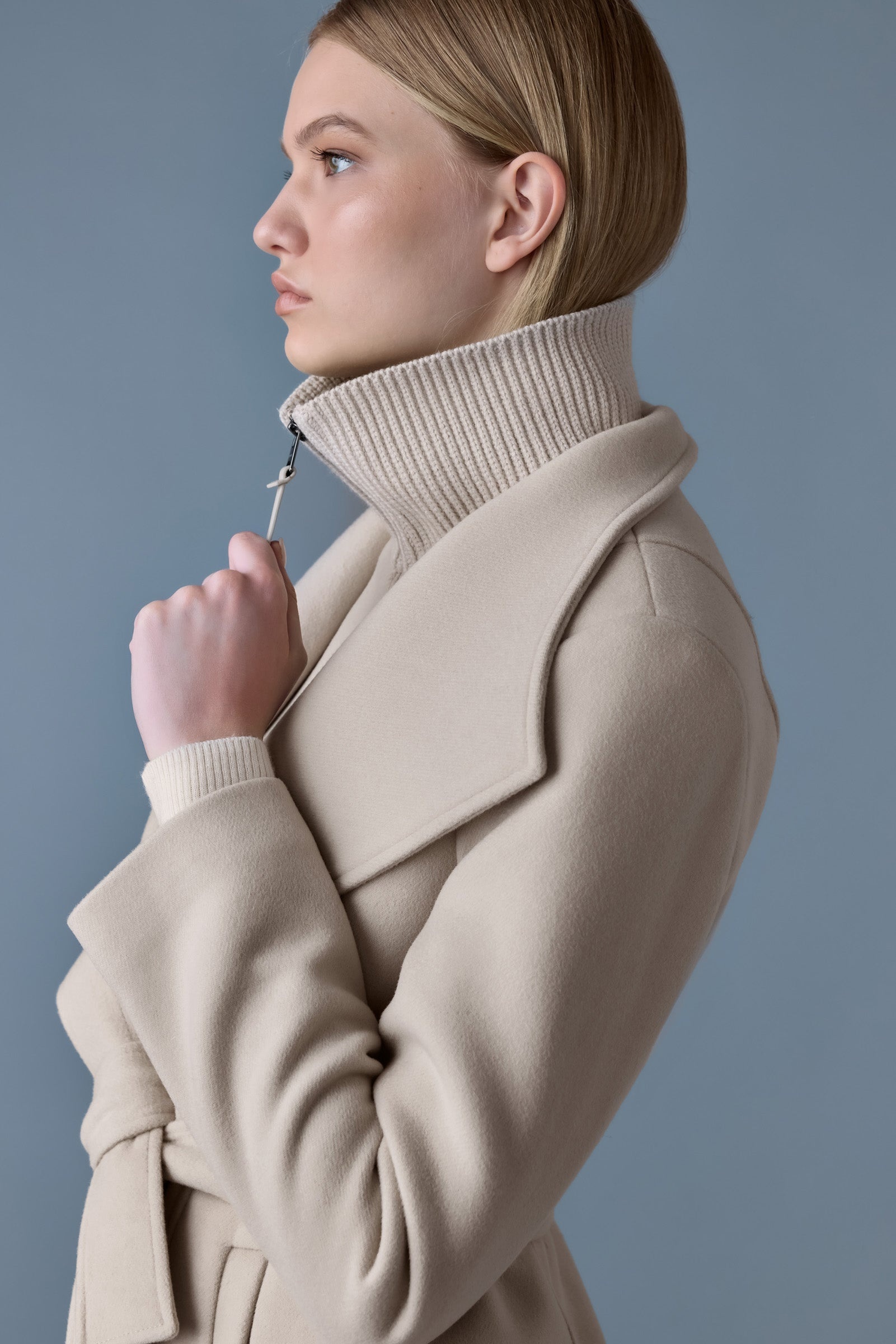 NORITA 2-in-1 double face wool coat with sash - 5