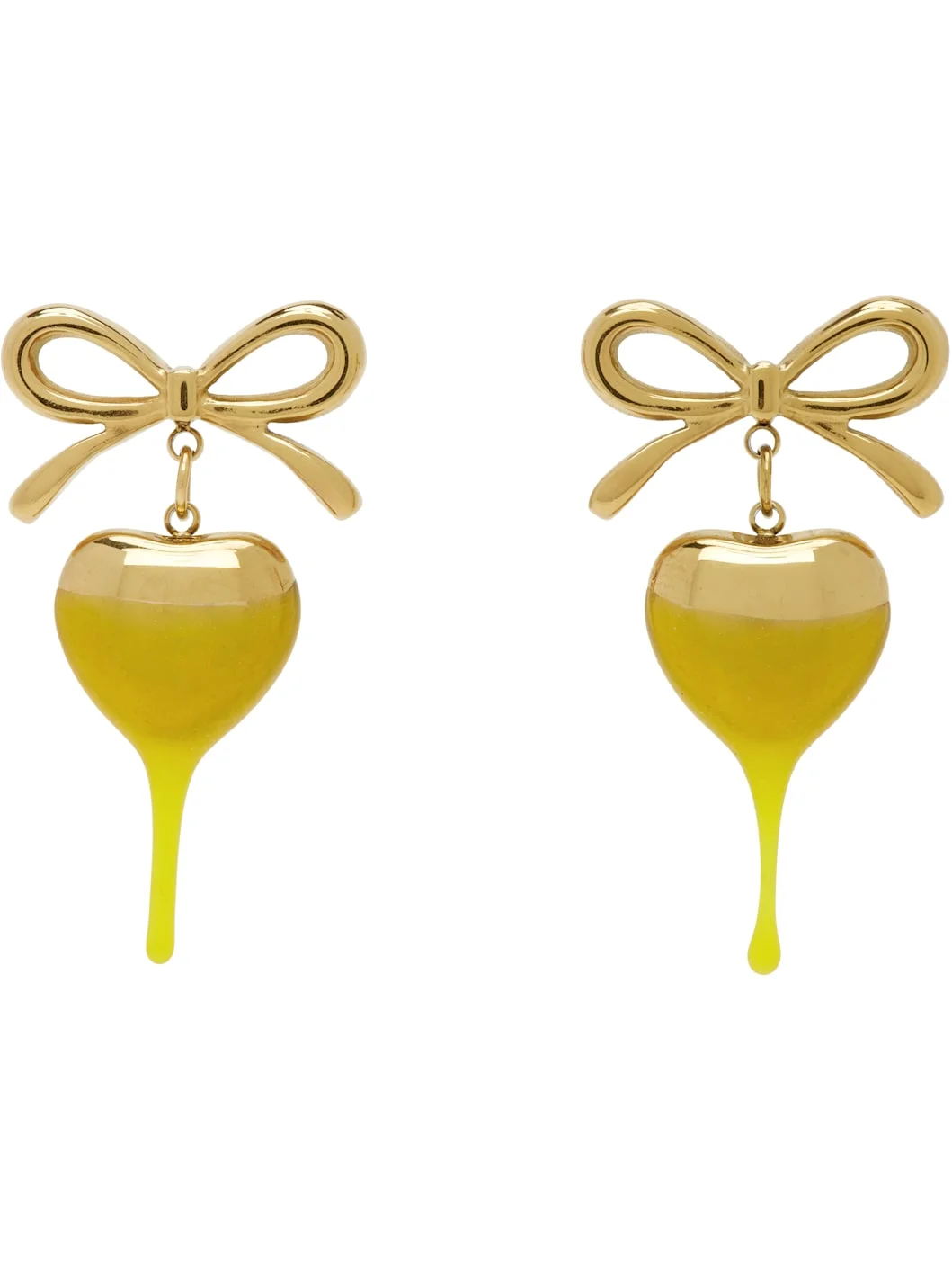 Dipped Bow Heart Earrings - 1