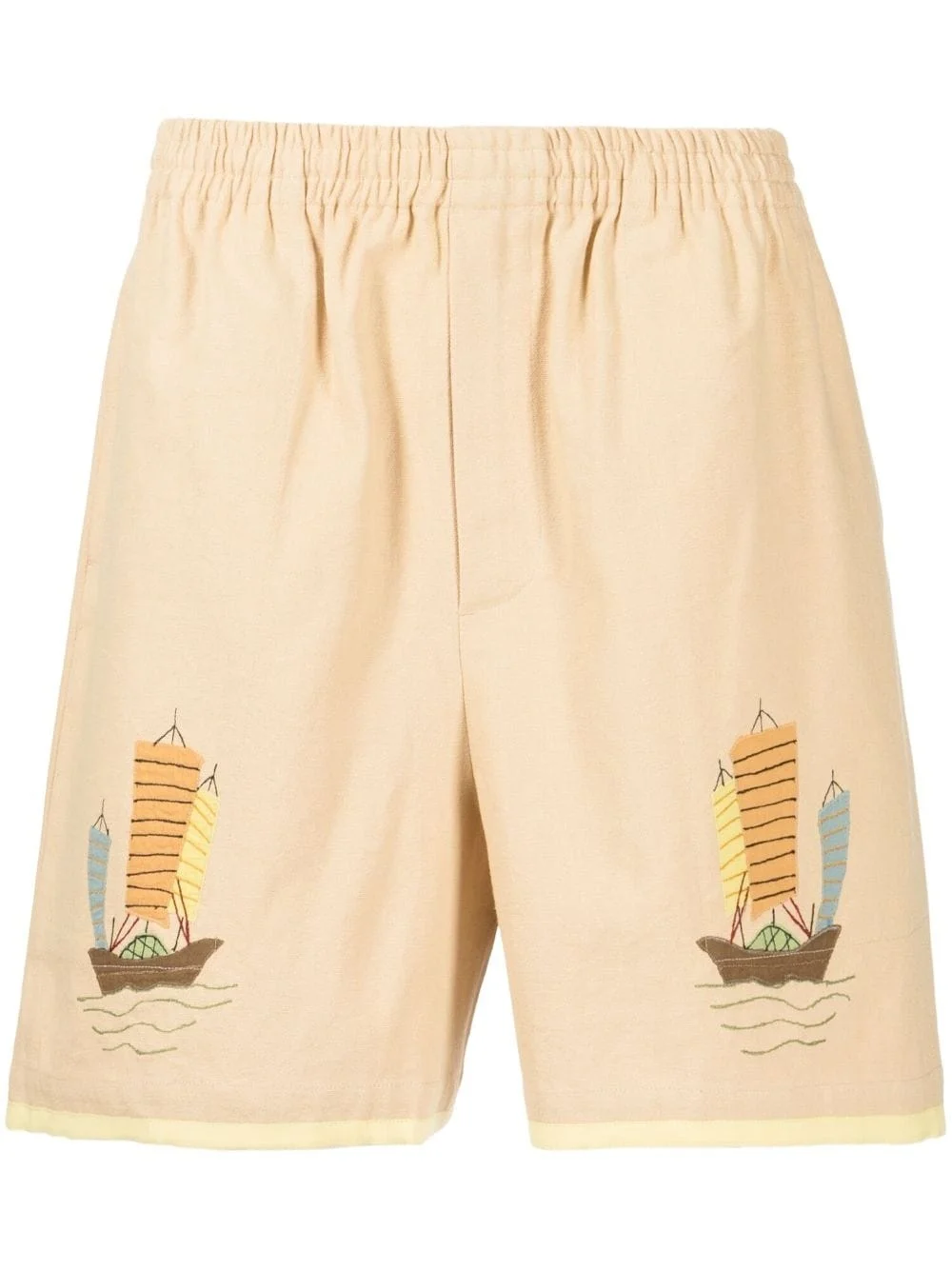 illustration-print cotton deck shorts - 1