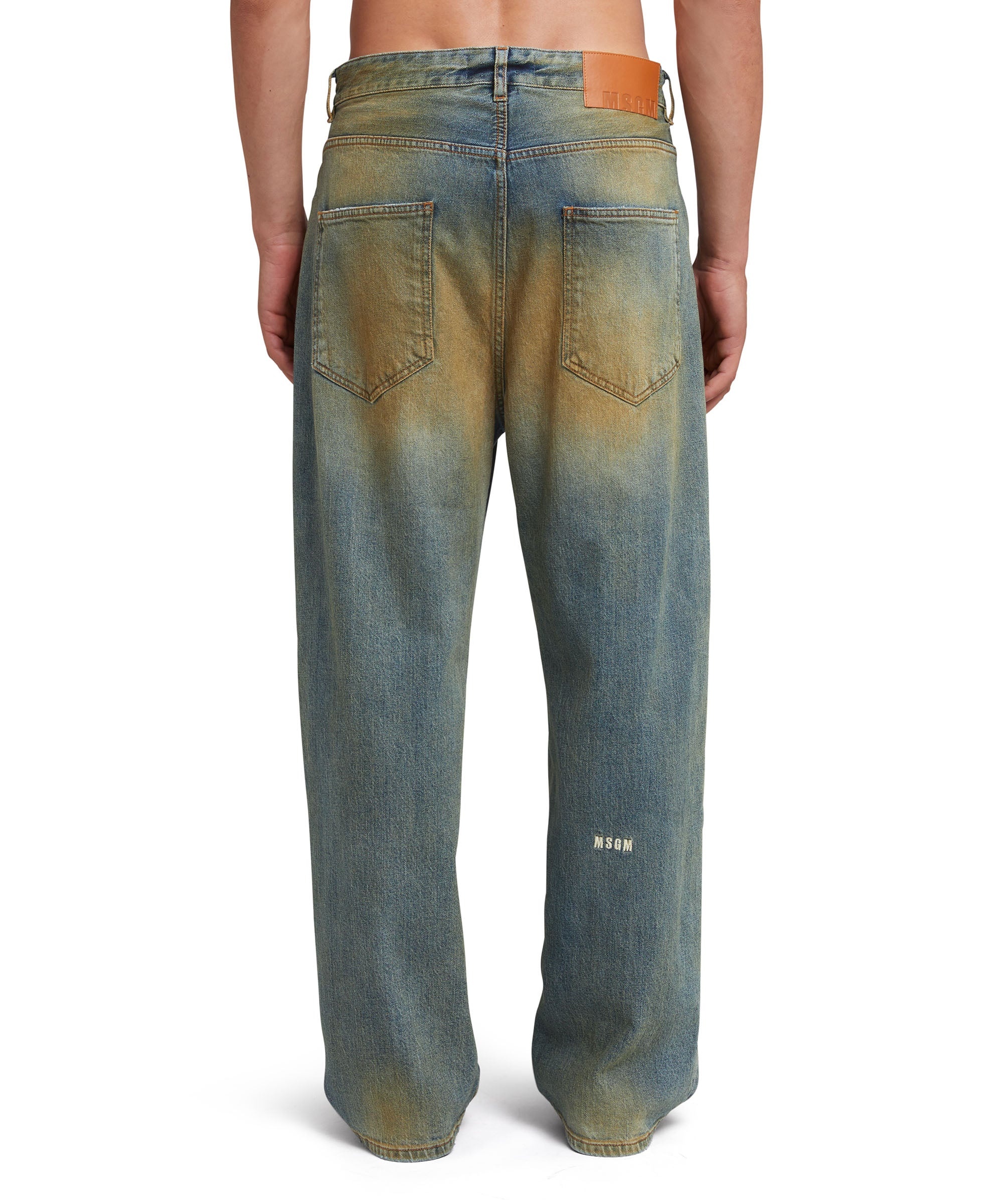 5 pocket denim pants with burned effect - 3