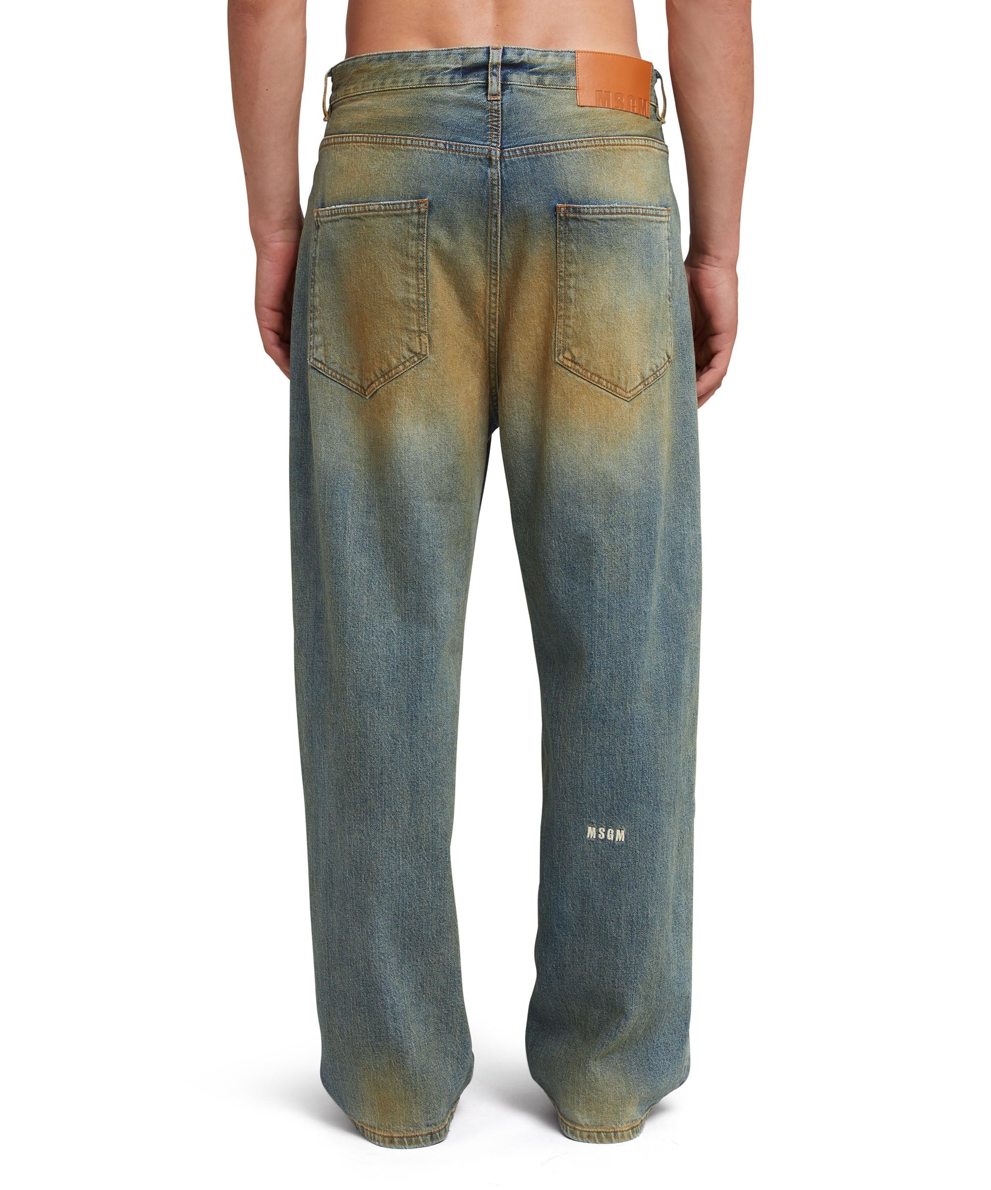 5 pocket denim pants with burned effect - 3
