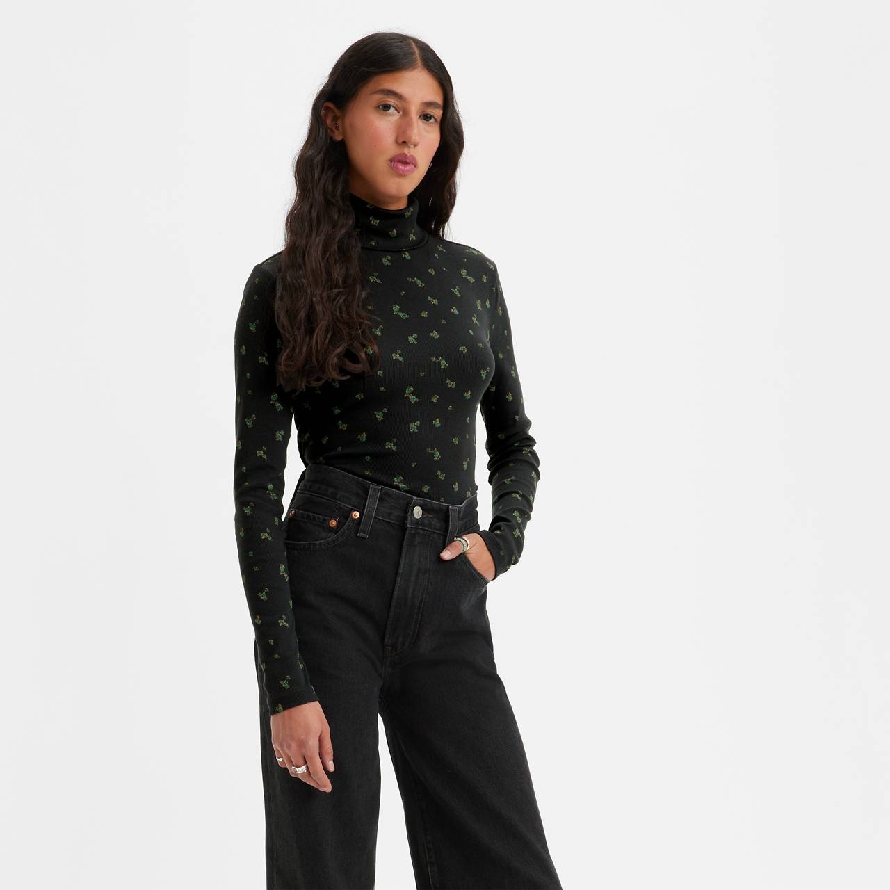 MOON RIBBED TURTLENECK TOP - 2