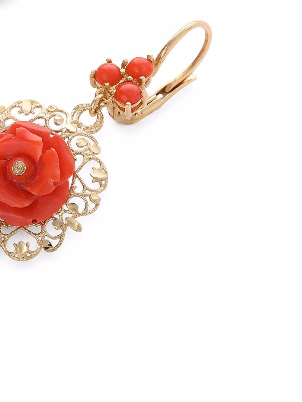 18kt yellow gold Rose coral earrings - 2