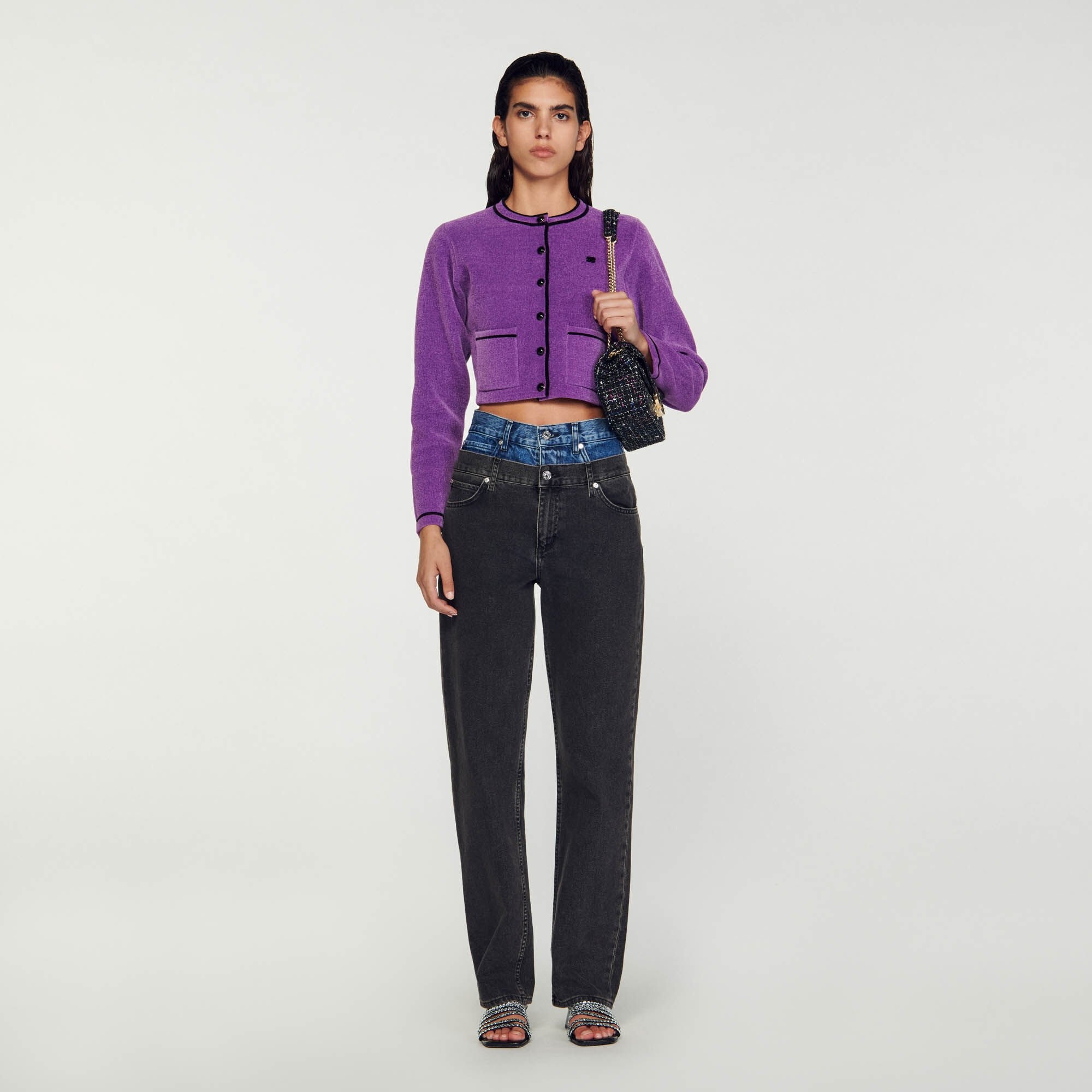 VELVET-EFFECT CROPPED COATIGAN - 2
