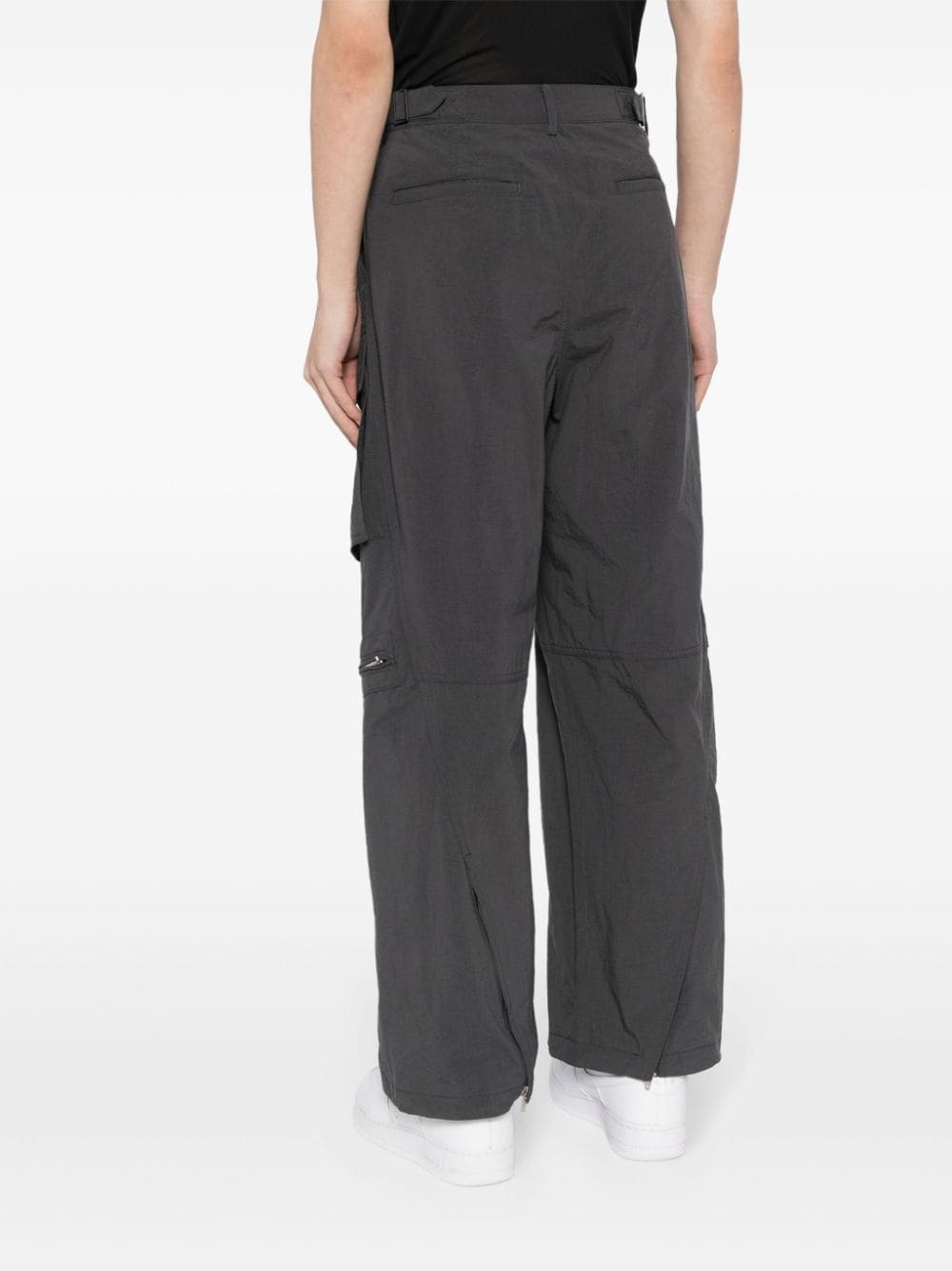 mid-rise wide-leg cargo trousers - 4